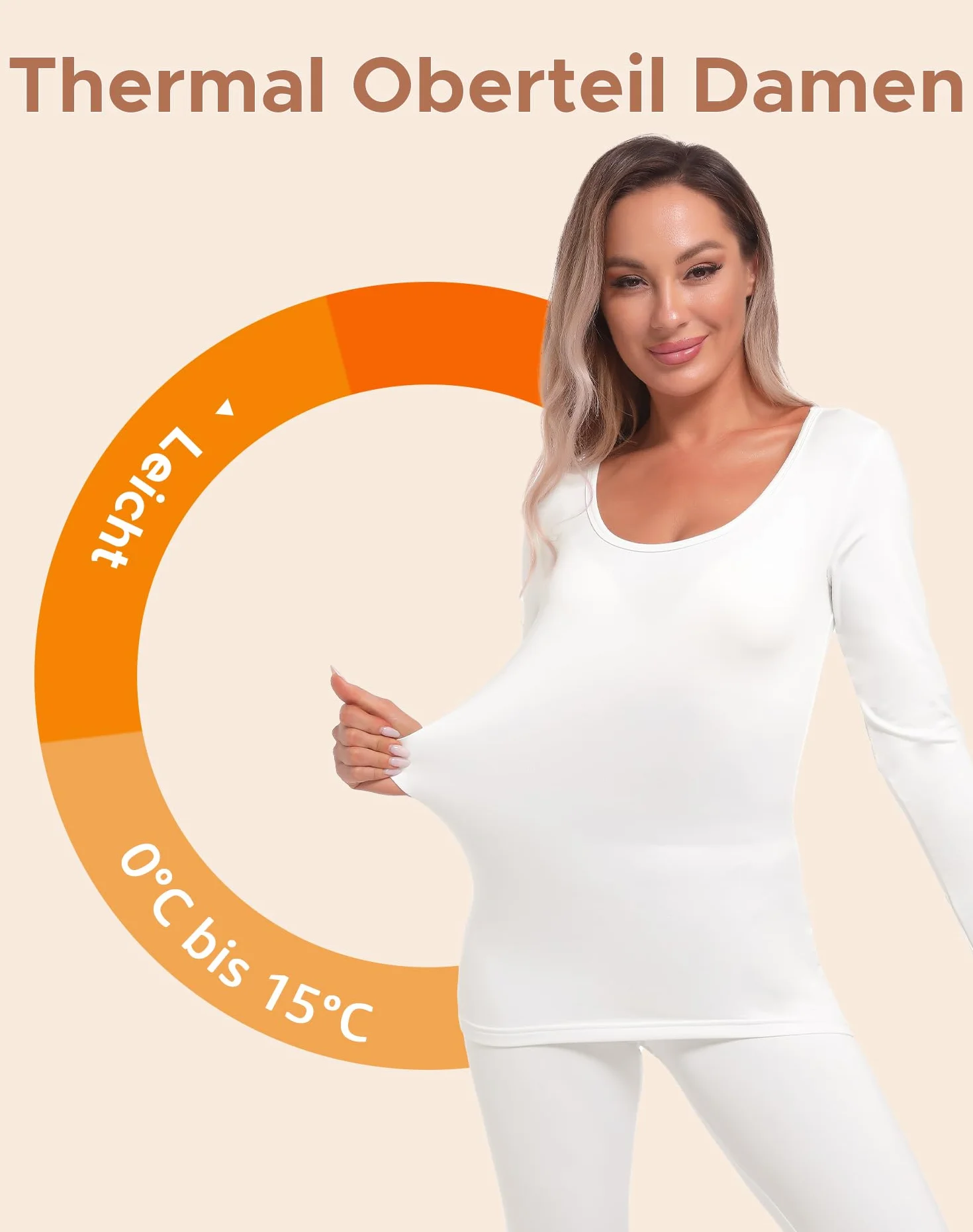 INNERSY Thermal górna część damska bielizna termiczna na zimę, lekka bielizna termiczna, ciepła bielizna