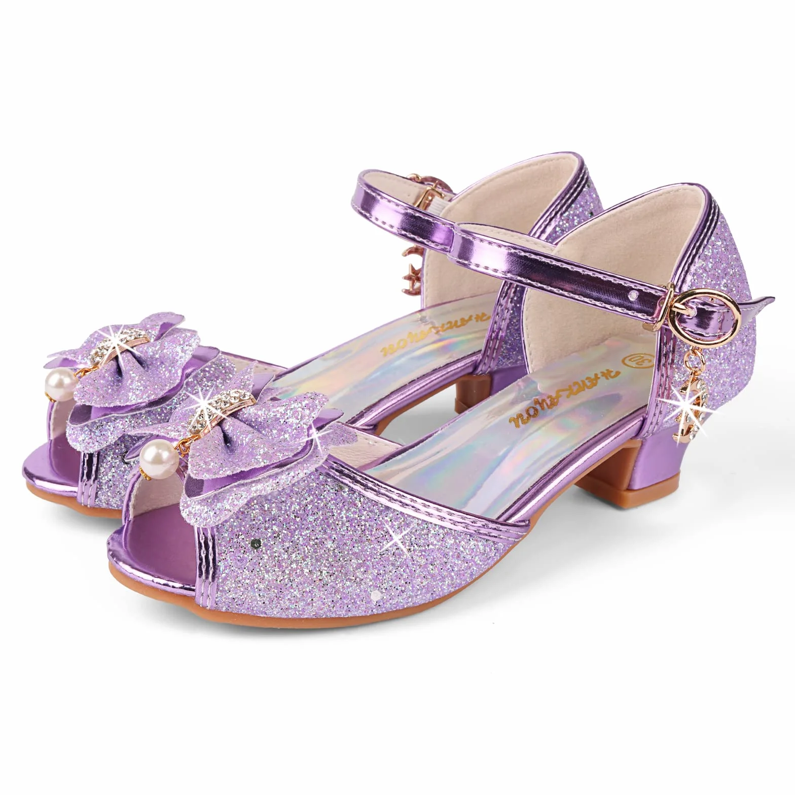 Dziewczęce buty do tańca, błyszczące, na wieczór, z kokardką, niskie obcasy, dla małych dziewczynek, buty do sukienki dla księżniczki, buty na urodziny, wesele