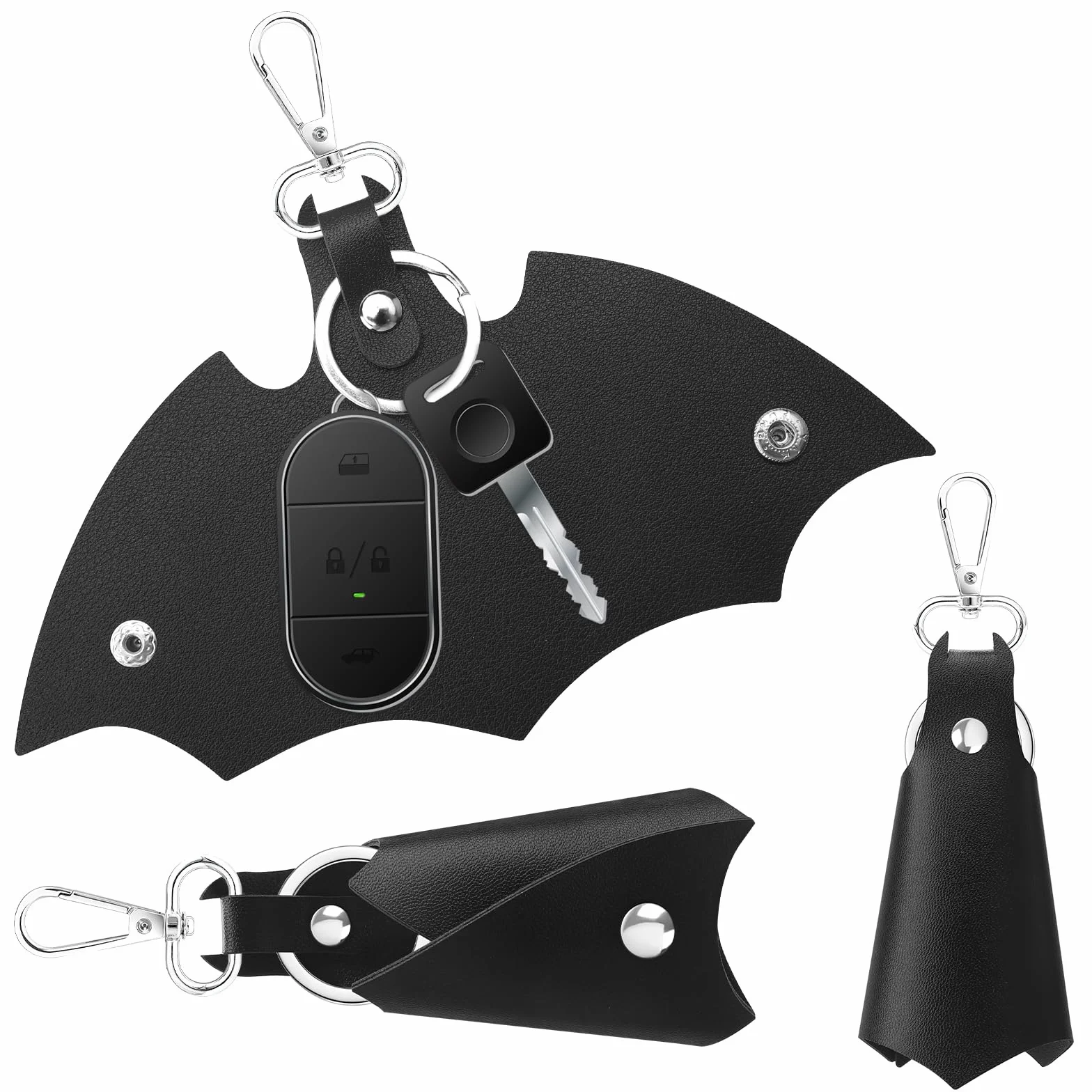 APOMOONS Batman 2 breloki do kluczy, etui na poliuretanu, organizator na klucze Batman, brelok z uchwytem, czarny, 17.5×10.5cm