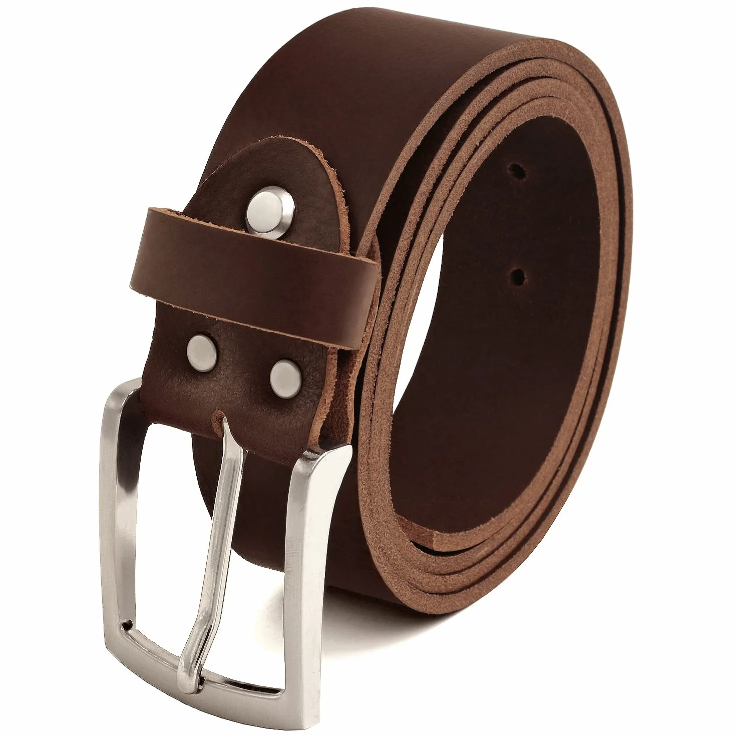 Fa.Volmer ® Pasek męski skórzany pasek ze skóry bawolej dla mężczyzn dżinsy prawdziwa skóra brązowy 38 mm szerokości z możliwością skrócenia #Br007-02