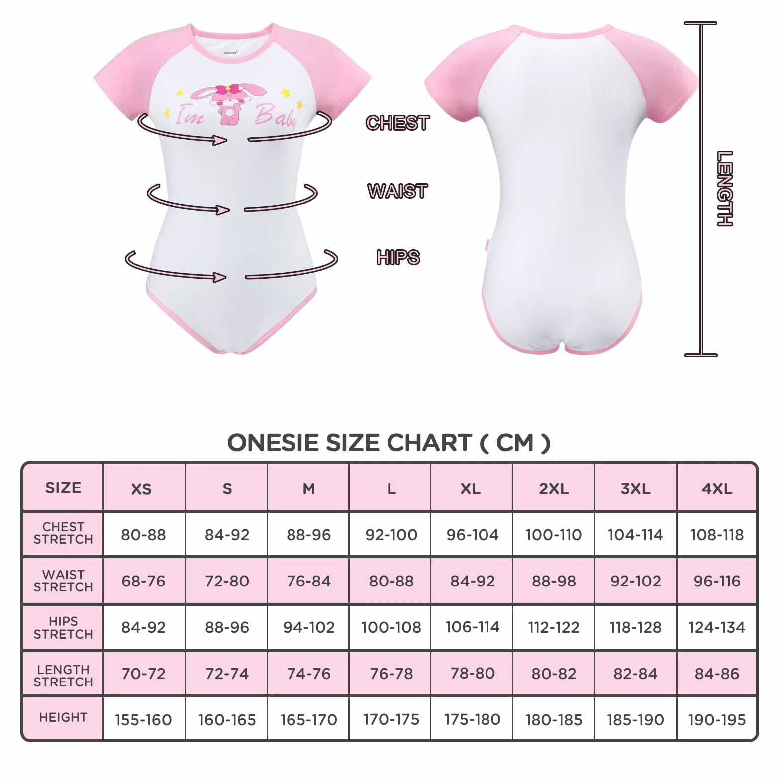 LittleForBig Bawełniany śpioszki Onesie Piżama Bodysuit-Usagi I’m Baby Onesie