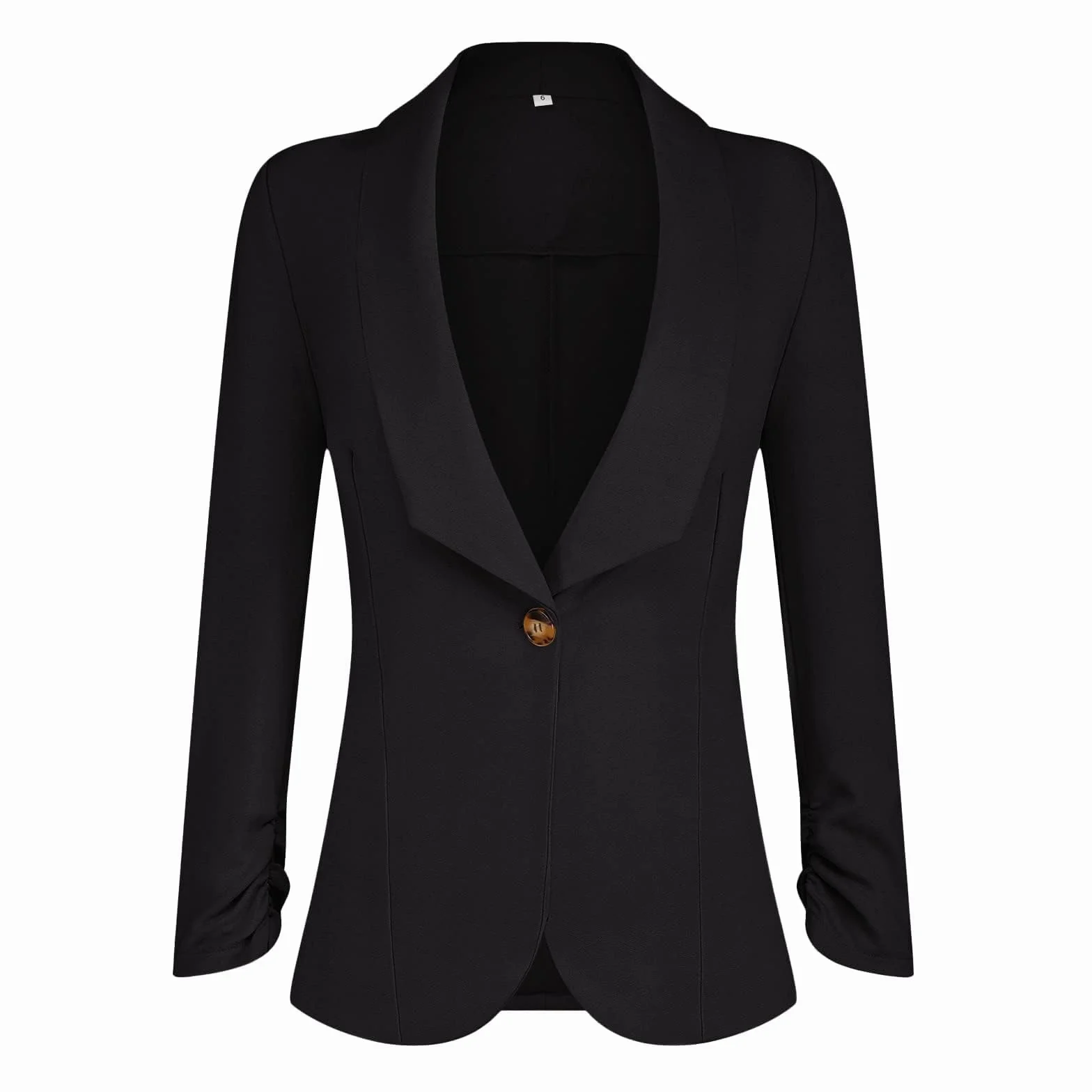 PrinStory Blazer damski 3/4, marszczone rękawy, marynarka biznesowa, do biura, marynarka sportowa, trencz