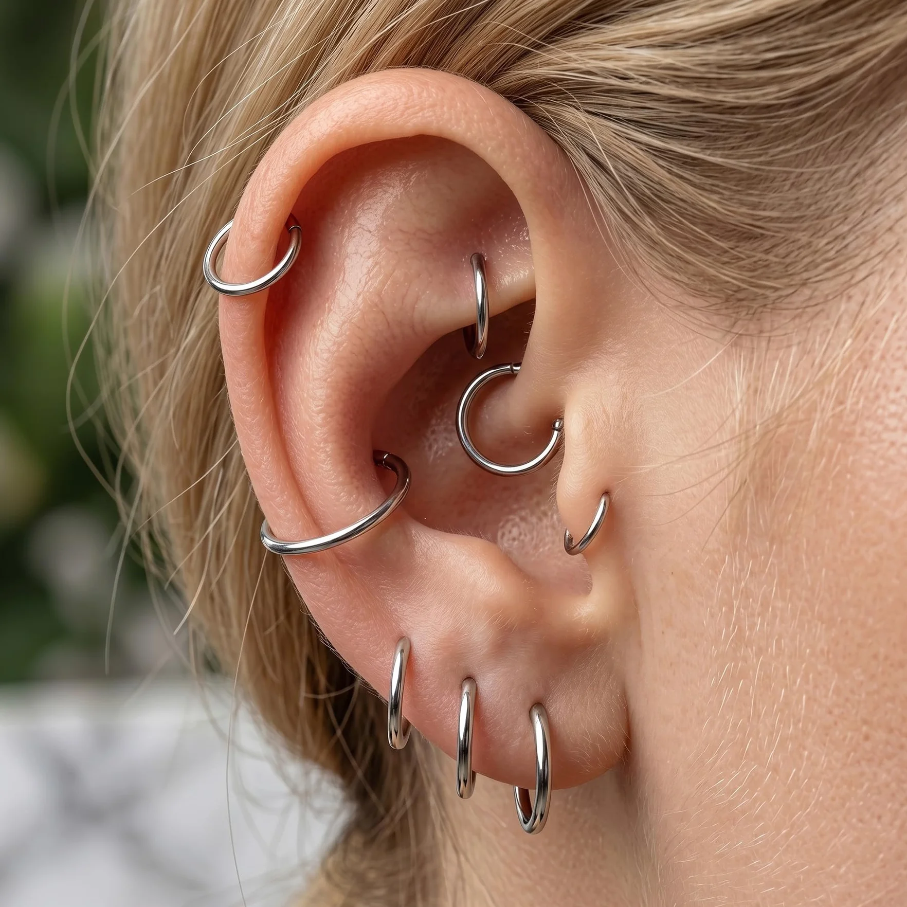 LAURITAMI Tytanowa obręcz do nosa 20G 18G 16G 14G stop tytanu na zawiasach clicker - kolczyk do nosa, biżuteria do przegrody nosowej, helix, chrząstka, tragus, stokrotka, wargi, biżuteria, 6/8/10/12