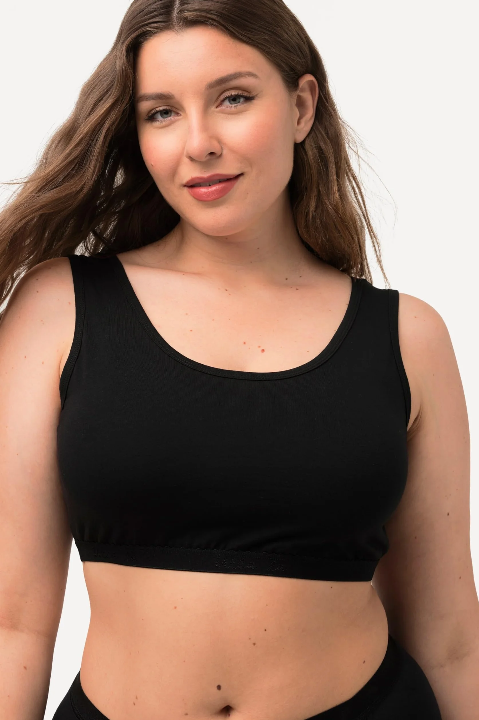 Ulla Popken Damskie duże rozmiary duże rozmiary plus size biustonosz wsuwany, jednokolorowy czarny 50+ 791580130-50+, czarny, 50-52