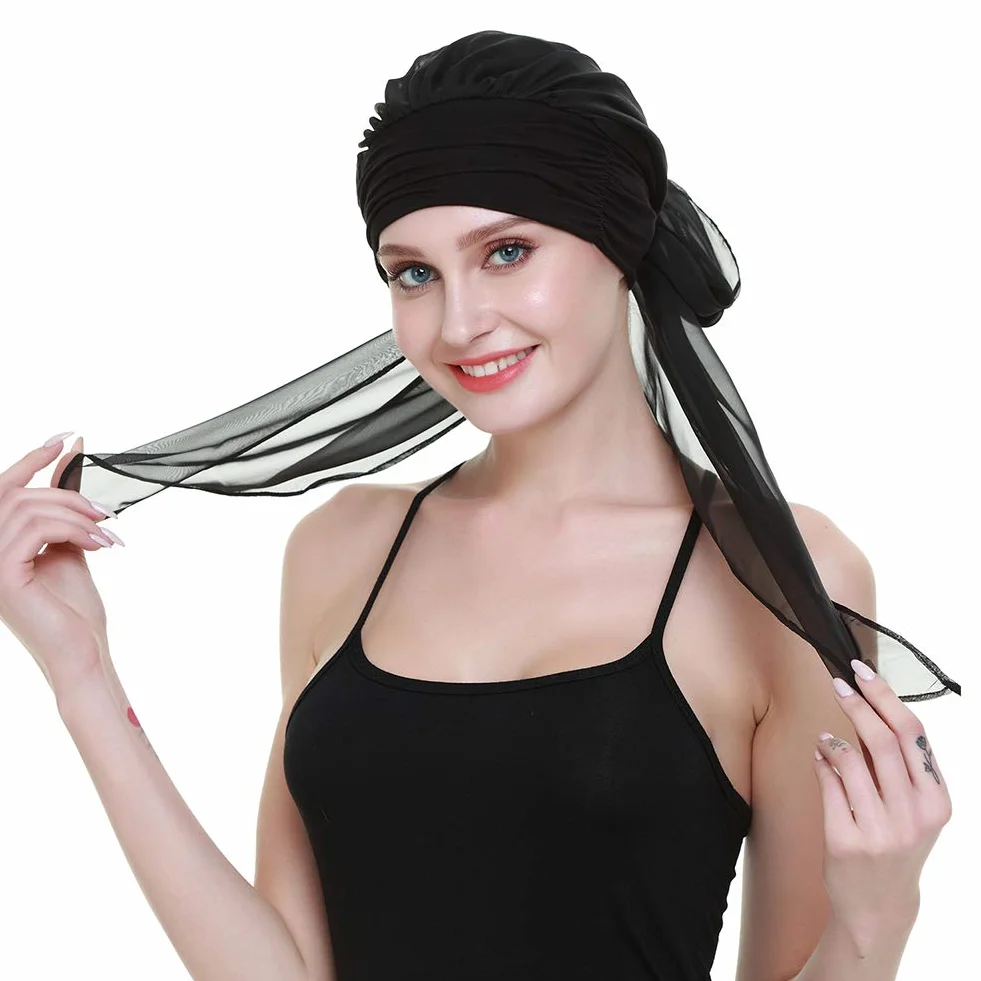 FocusCare chemo turban nakrycie głowy dla kobiet po chemioterapii chorych na raka, czarny (pure black), jeden rozmiar