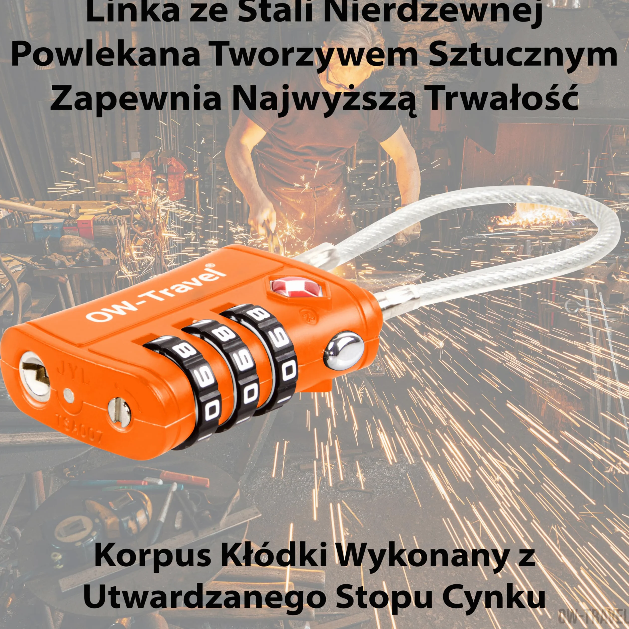 OW-Travel TSA Kłódka z Linką i Zamkiem Szyfrowym(Zestaw 2 Pomarańczowy)3 Cyfrowe Kłódki Walizkowe. Kłódka na szyfr na Plecak, Walizkę, Bagaż Kłódki Szyfrowe Bagażowe Szafek na Siłownię
