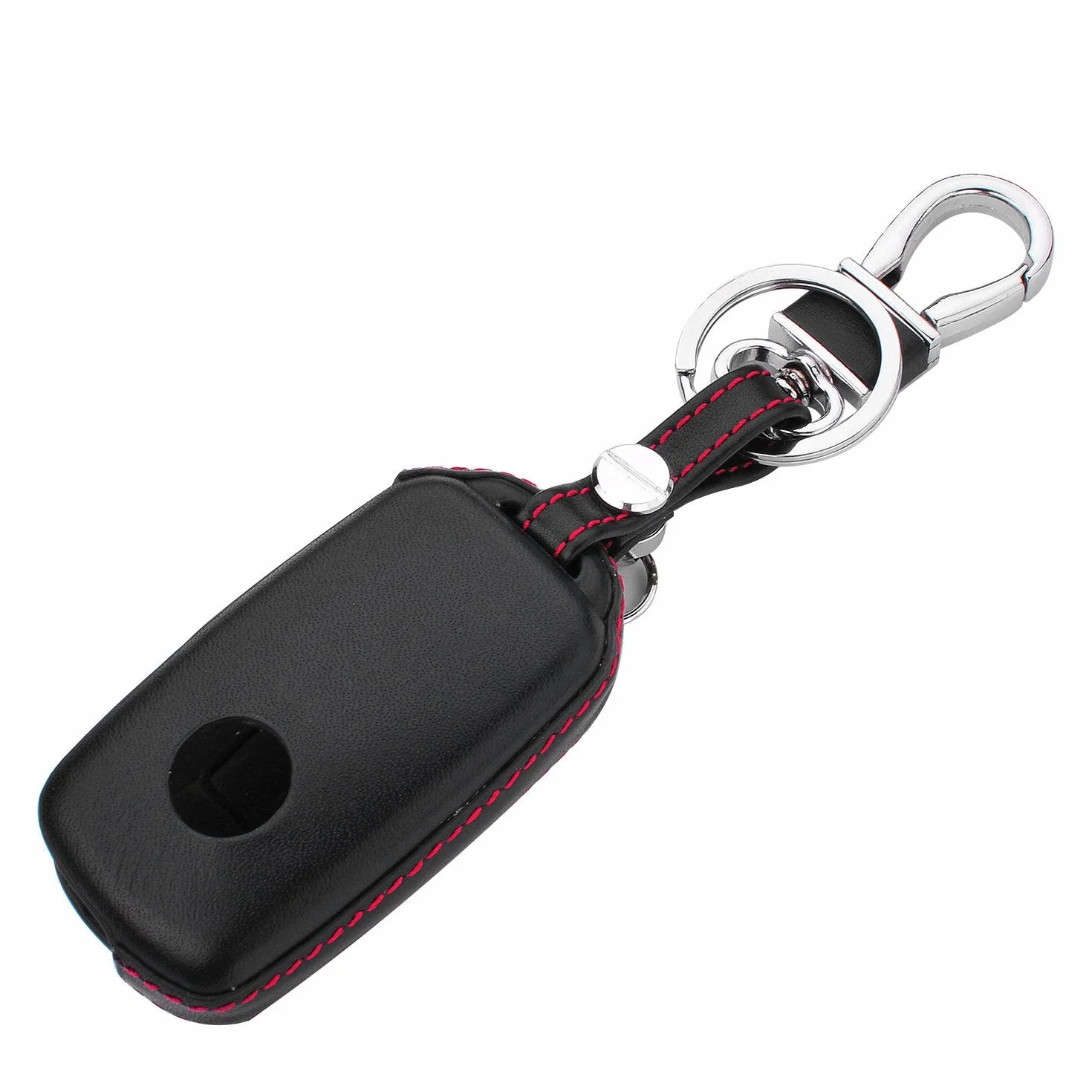 M.JVisun Prawdziwa Skóra Kluczyk Samochodowe Etui na Klucze dla Skoda Citigo Fabia Octavia Rapid Spaceback Roomster Superb Combi Yeti 3 Przyciski Składany Kluczyk Samochodowy - Czarny