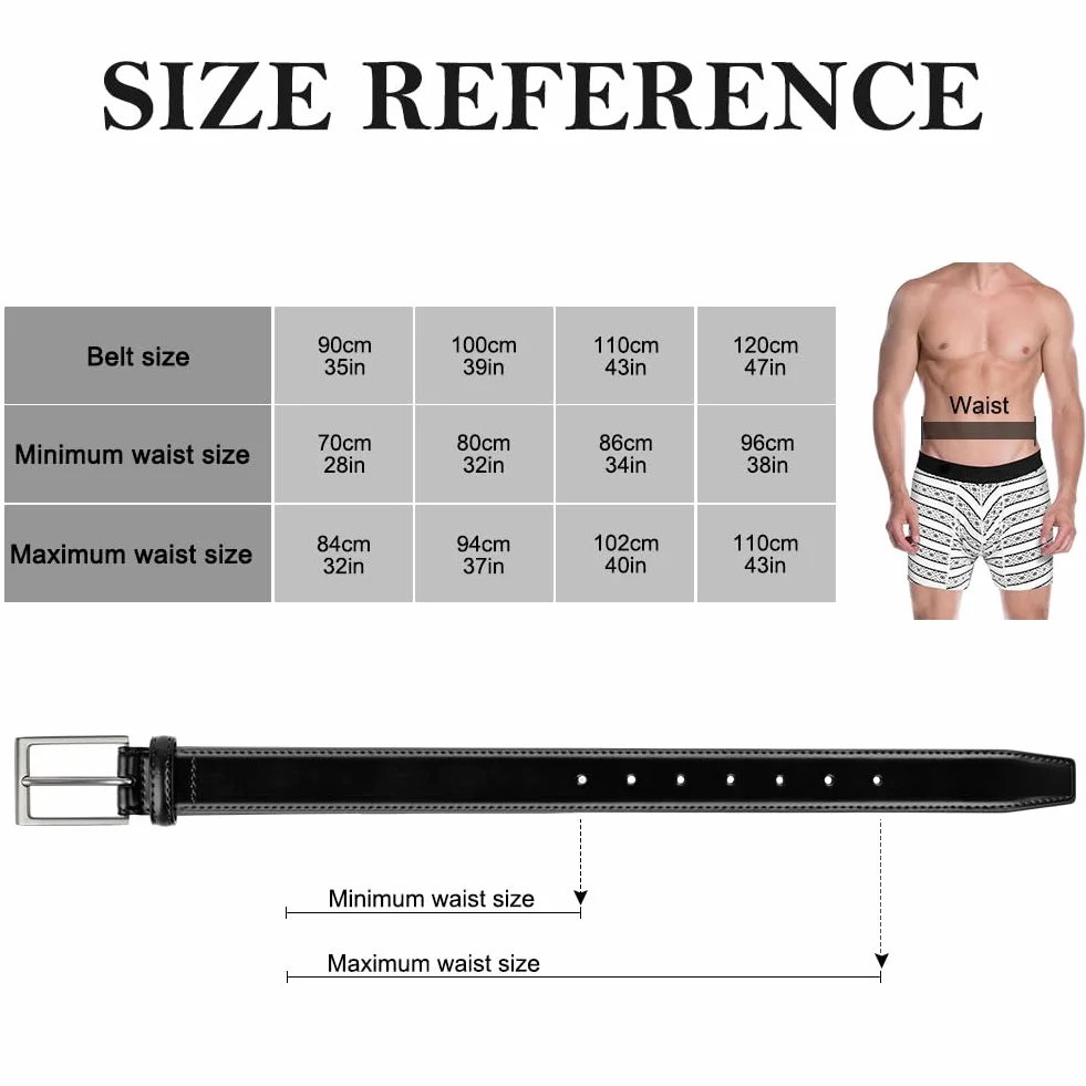 flintronic Męski skórzany pasek - czarny na zewnątrz i brązowy wewnątrz - 90 cm, Czarny, 90