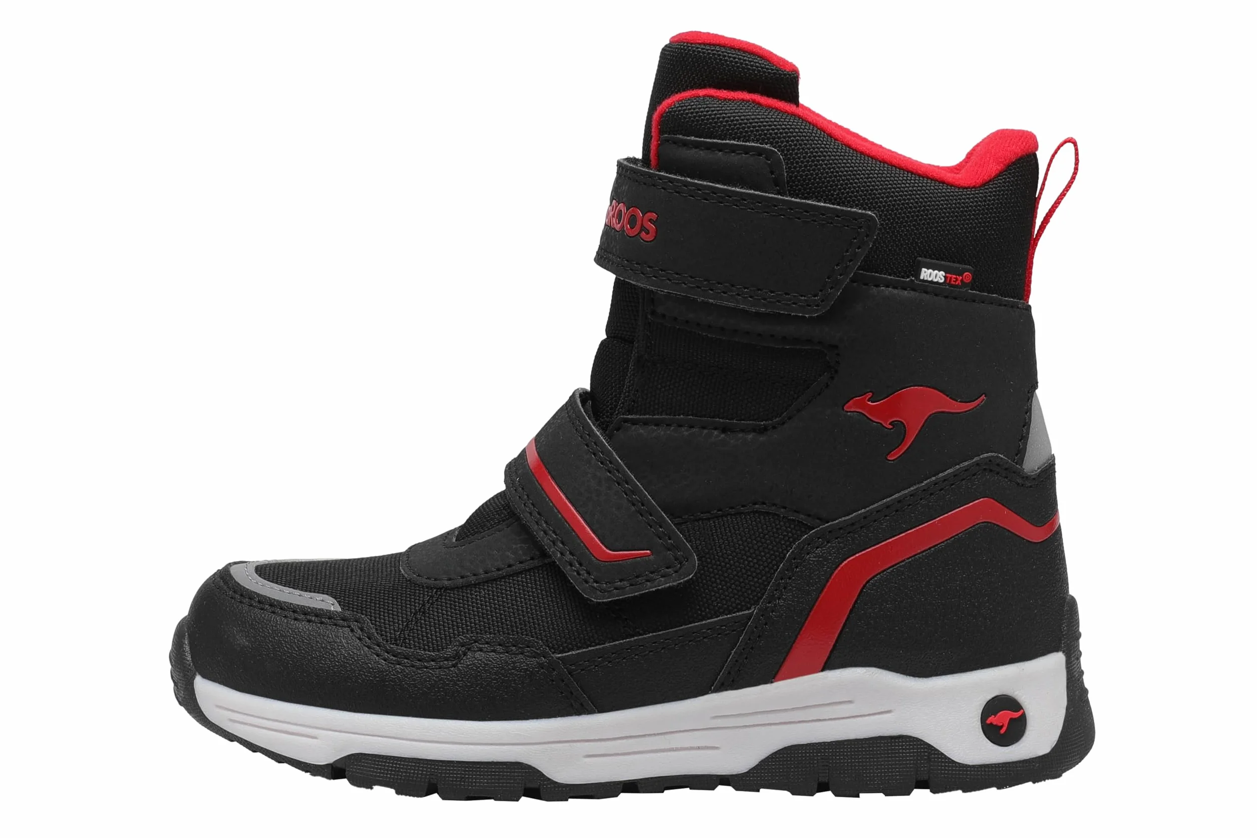 KangaROOS Dziecięce buty trekkingowe K-mj Camp V RTX uniseks, Kruczoczarny, ognisty czerwony, 10 UK Child