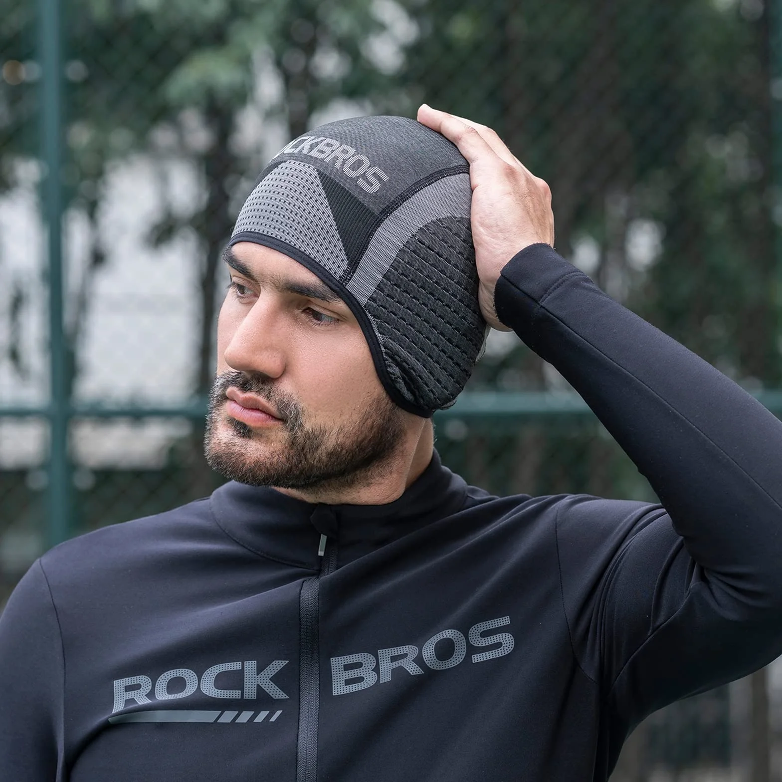 ROCKBROS Czapka Zimowa Rowerowa, Wiatroodporna, Ciepła, Elastyczna, Szybkoschanąca, Miękka, dla Kobiet i Mężczyzn, Jeden Rozmiar, Noszenie pod Kaskiem, do Wszystkich Aktywności na Świeżym Powietrzu, Bieganie, Narty, Trekking, Motocykl, Kolarstwo, MTB