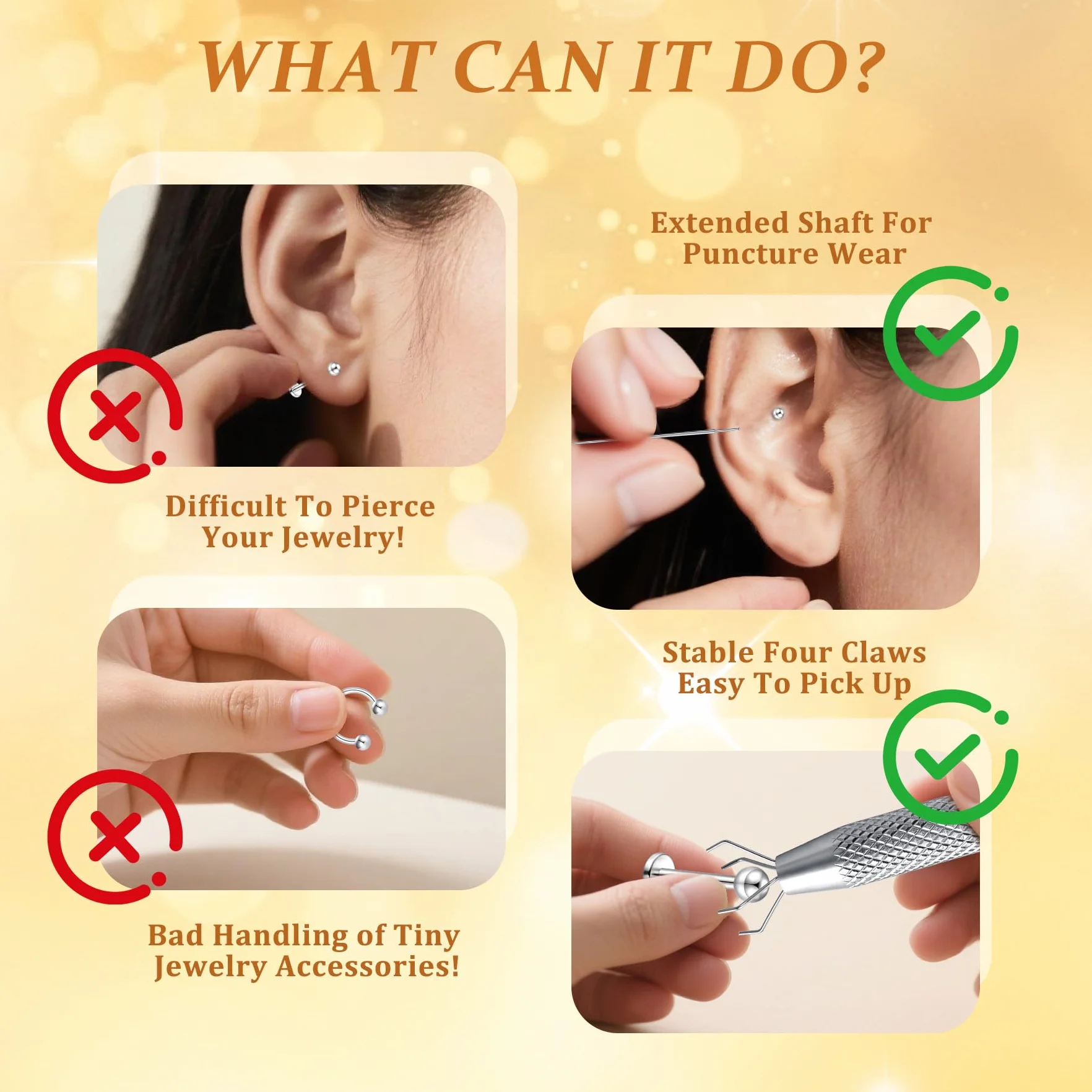 MODRSA Piercing-Taper Piercing-Ball Grabber Narzędzie do zmiany: Nos, wargi, Tragus, Piercing do zmiany biżuterii, 16, 18, 20G