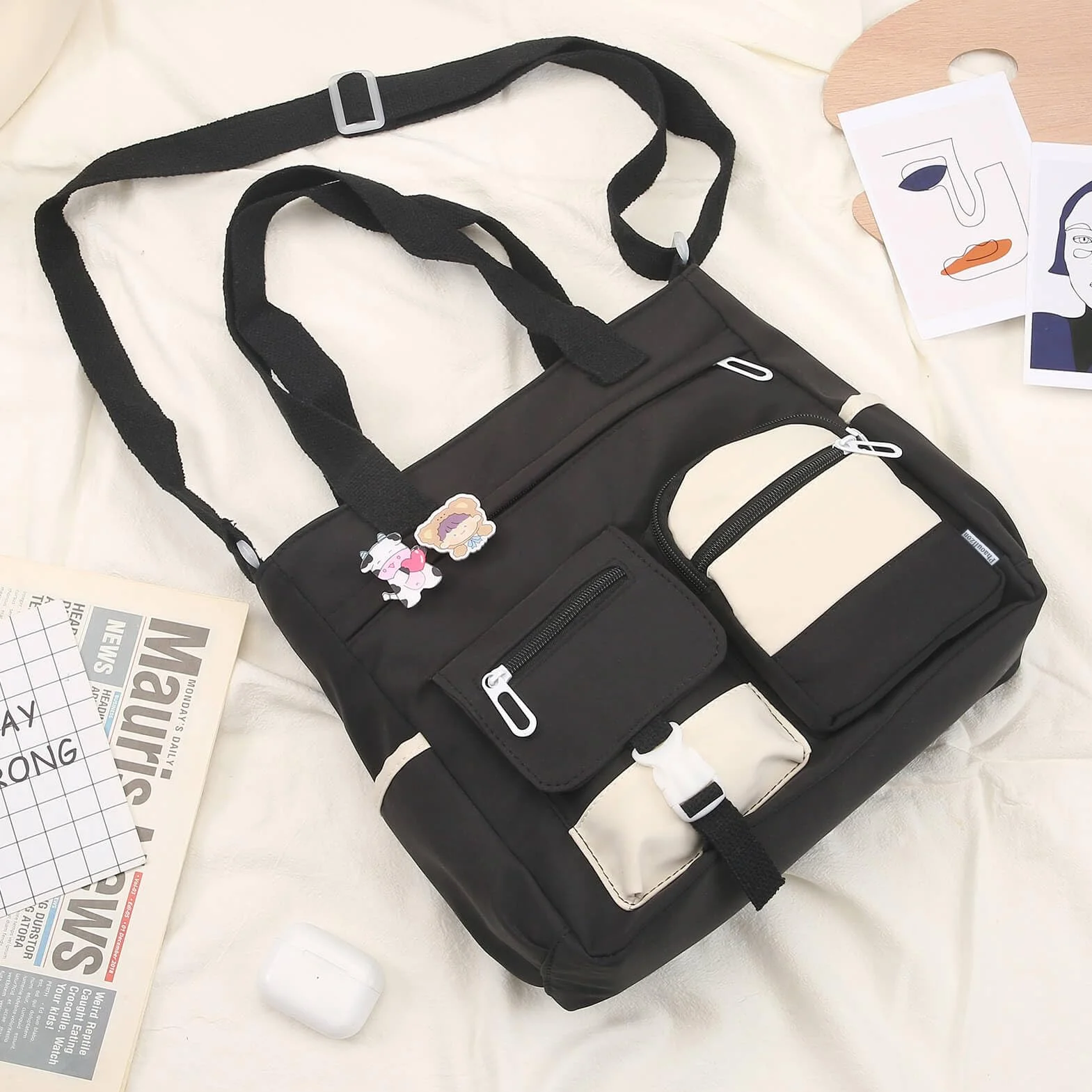 Phaoullzon Urocza torba crossbody dla nastolatek kawaii listonoszka torebka nylonowe torby na ramię
