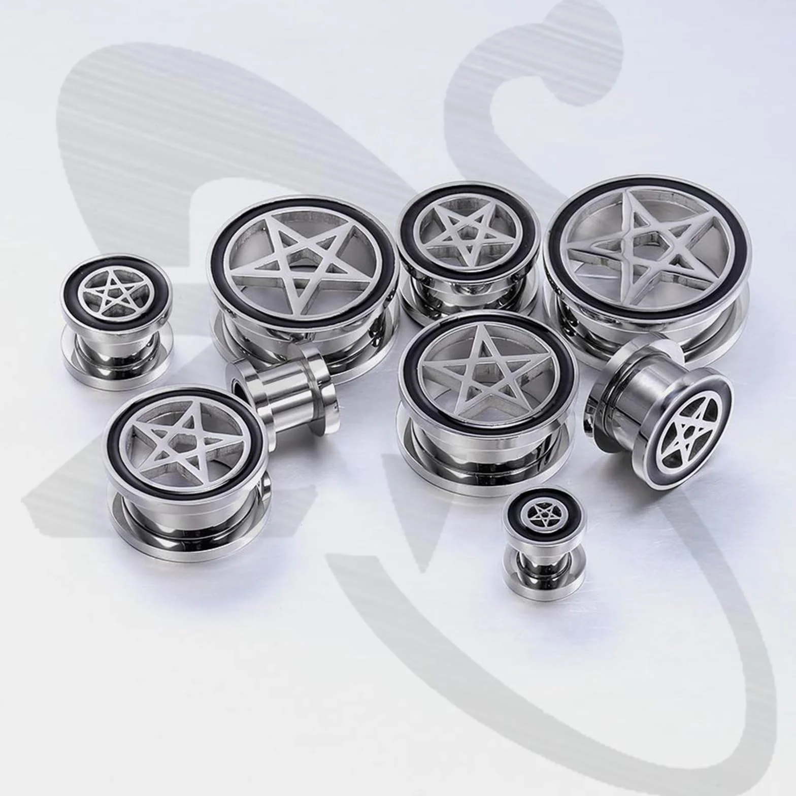 Pentagram Star Ear Plug Tunele Piercing ze stali nierdzewnej 316L do przekłuwania uszu