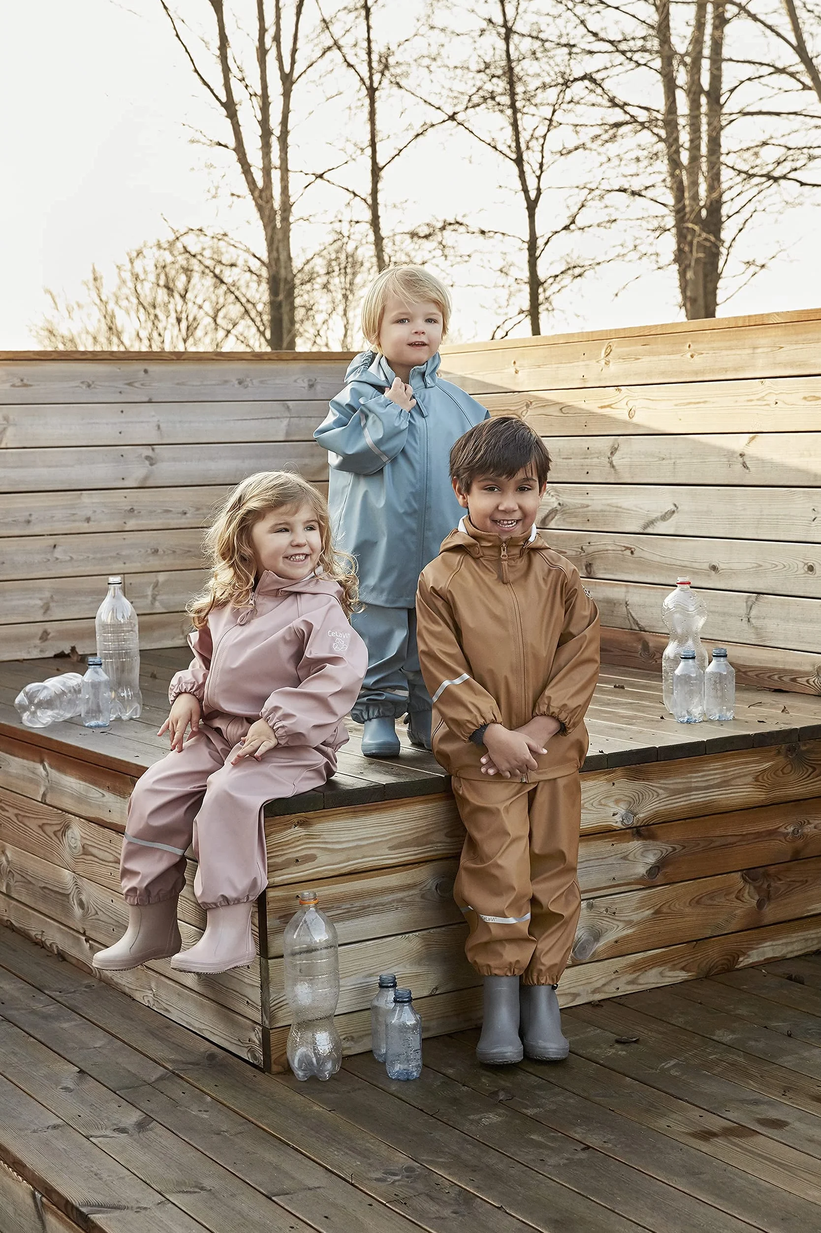 Celavi Unisex Basic Rainwear Set-Recycle Pu kurtka przeciwdeszczowa, rattan., 120 cm