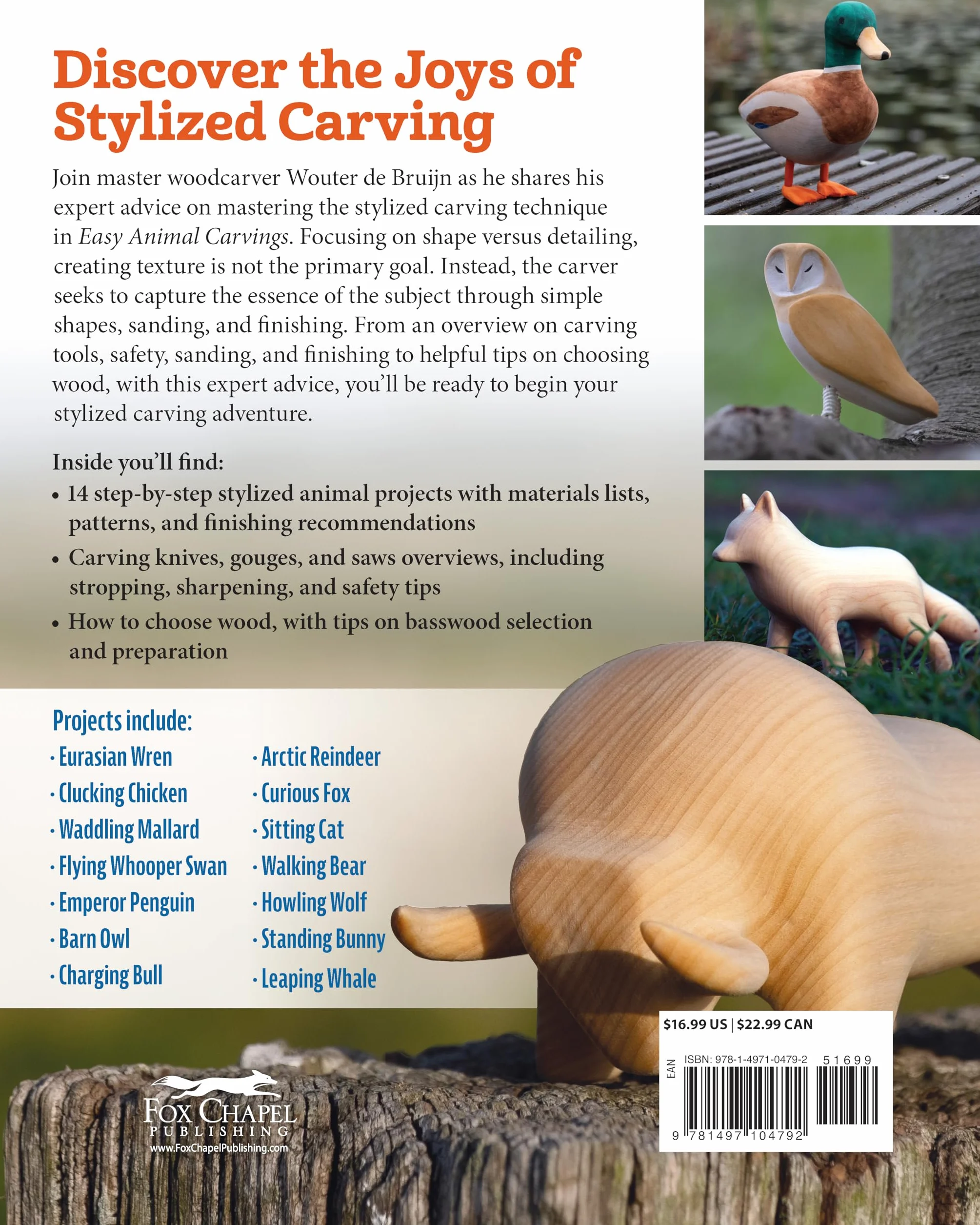Easy Animal Carvings: Simple, Stylized, Step-By-Step Wolves, Whales, Birds, Bears, and More