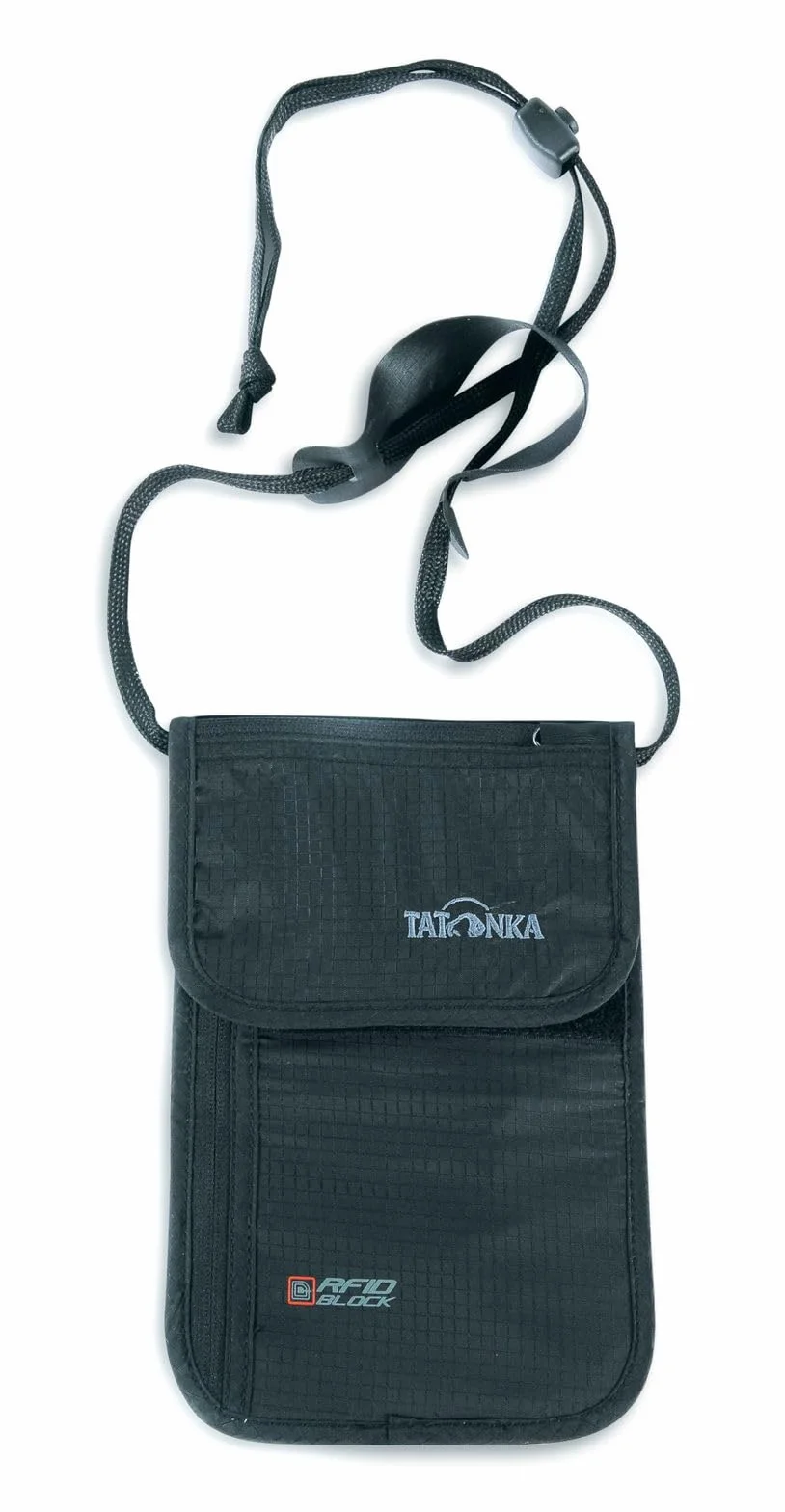 Tatonka Skin Neck Pouch RFID B – portfel do zawieszenia z blokadą RFID z certyfikatem TÜV – zapewnia miejsce na paszport podróżny (EU), międzynarodowe prawo jazdy, karty kredytowe, gotówkę itp.