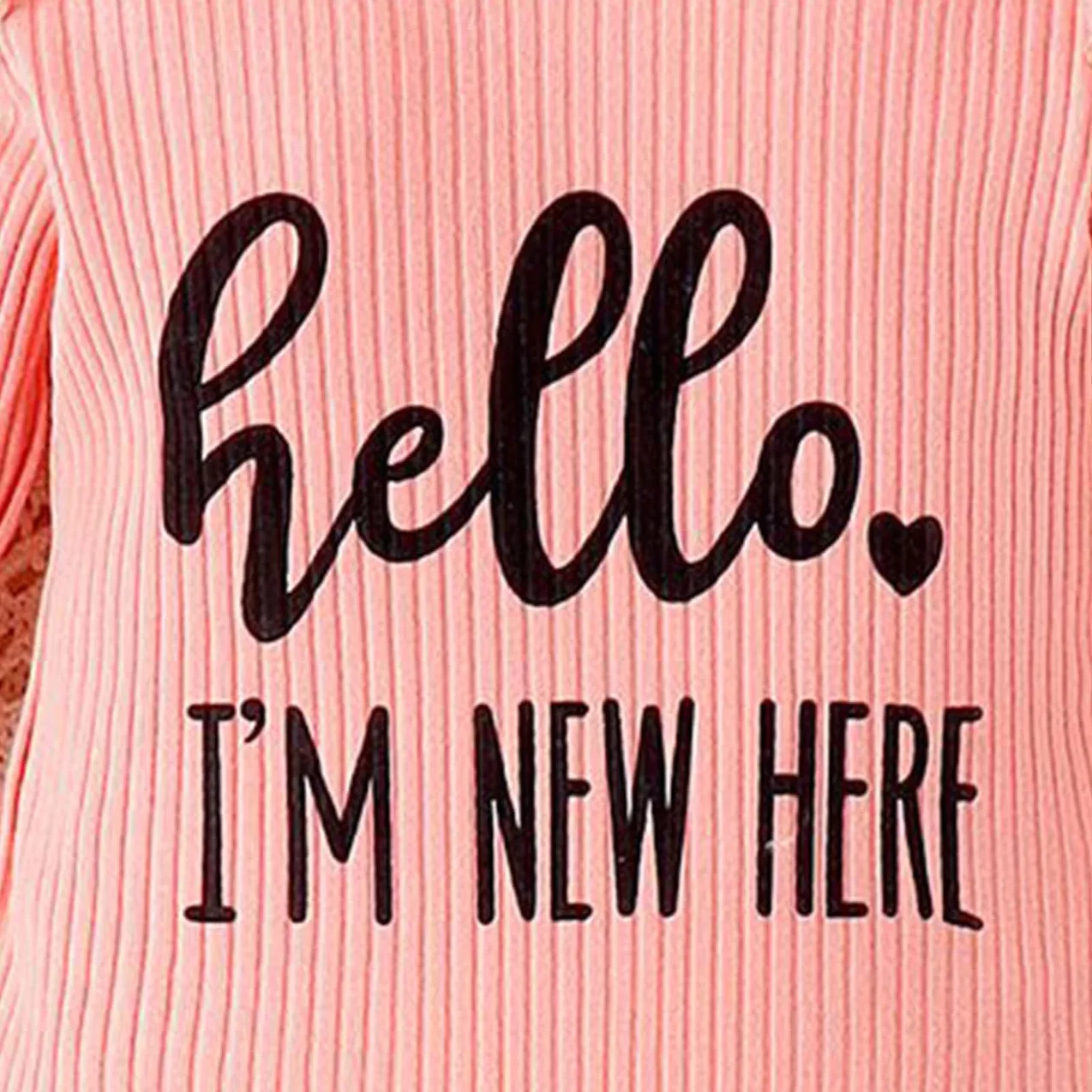 Zestaw odzieży dla niemowląt, odzież dla noworodków z Hello I'M New Here, stroje z długim rękawem, marszczone śpioszki, spodnie z kokardką, opaska na czoło i kapelusz z kwiatem, zestawy odzieży