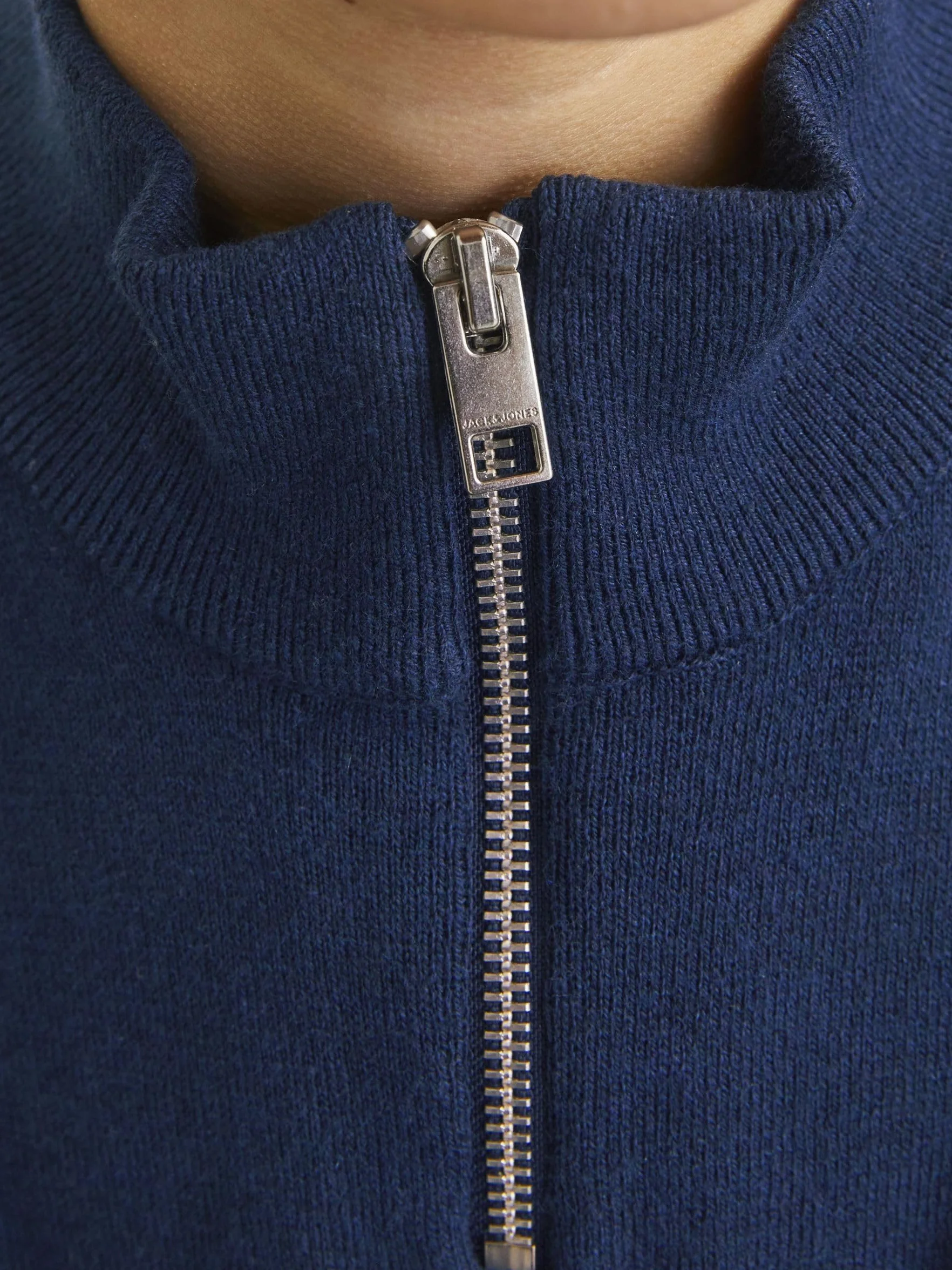 JACK&JONES JUNIOR Chłopięcy Jjeemil Knit Half Zip Noos Jnr sweter z dzianiny, granatowy blezer, 128