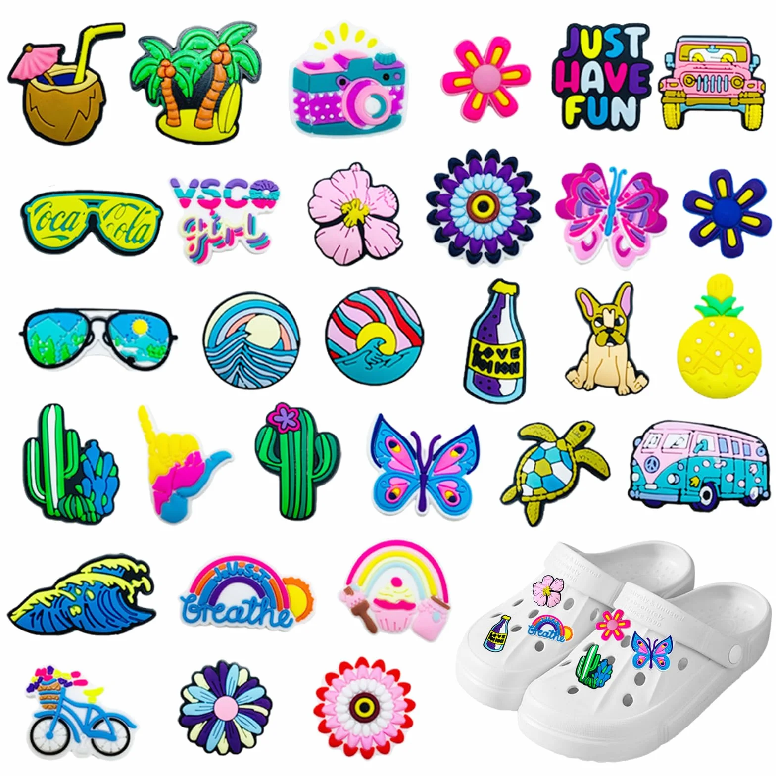 30 sztuk dekoracji zawieszka z motywem kreskówki, PCW, przypinki do but, Crocs, do dekoracji chodaków, DIY, na imprezy