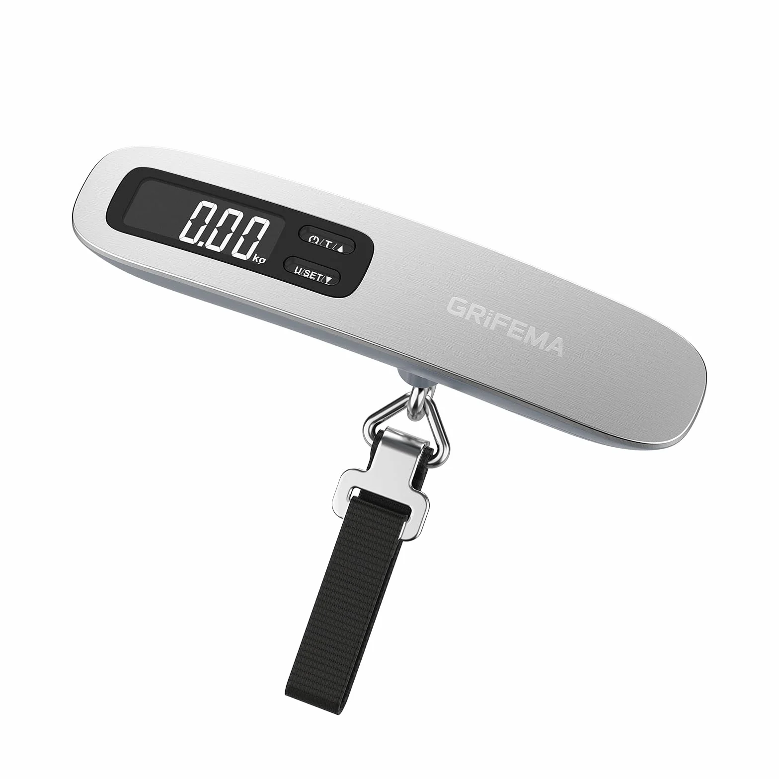 GRIFEMA GA2006 Cyfrowa waga bagażowa, 50 kg, dokładność 50 g, wyświetlacz LCD z podświetleniem, funkcja tarowania, kompaktowa i przenośna konstrukcja, do podróży i wysyłki