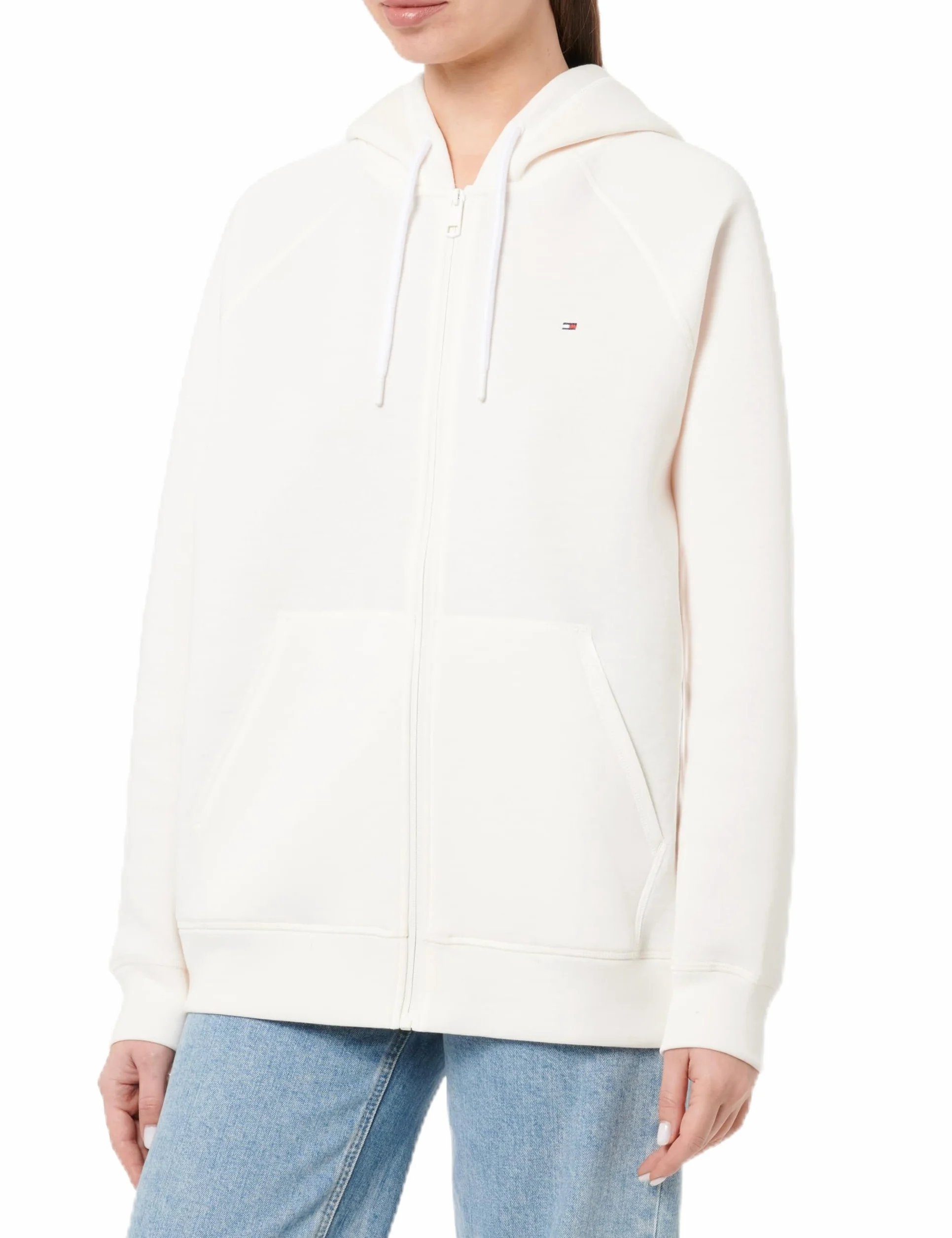 Tommy Hilfiger Damska bluza z kapturem RLX z zamkiem błyskawicznym SCUBA HWK WW0WW42261 zapinana na zamek, starożytna biel, S, Biały (starożytny biały), S