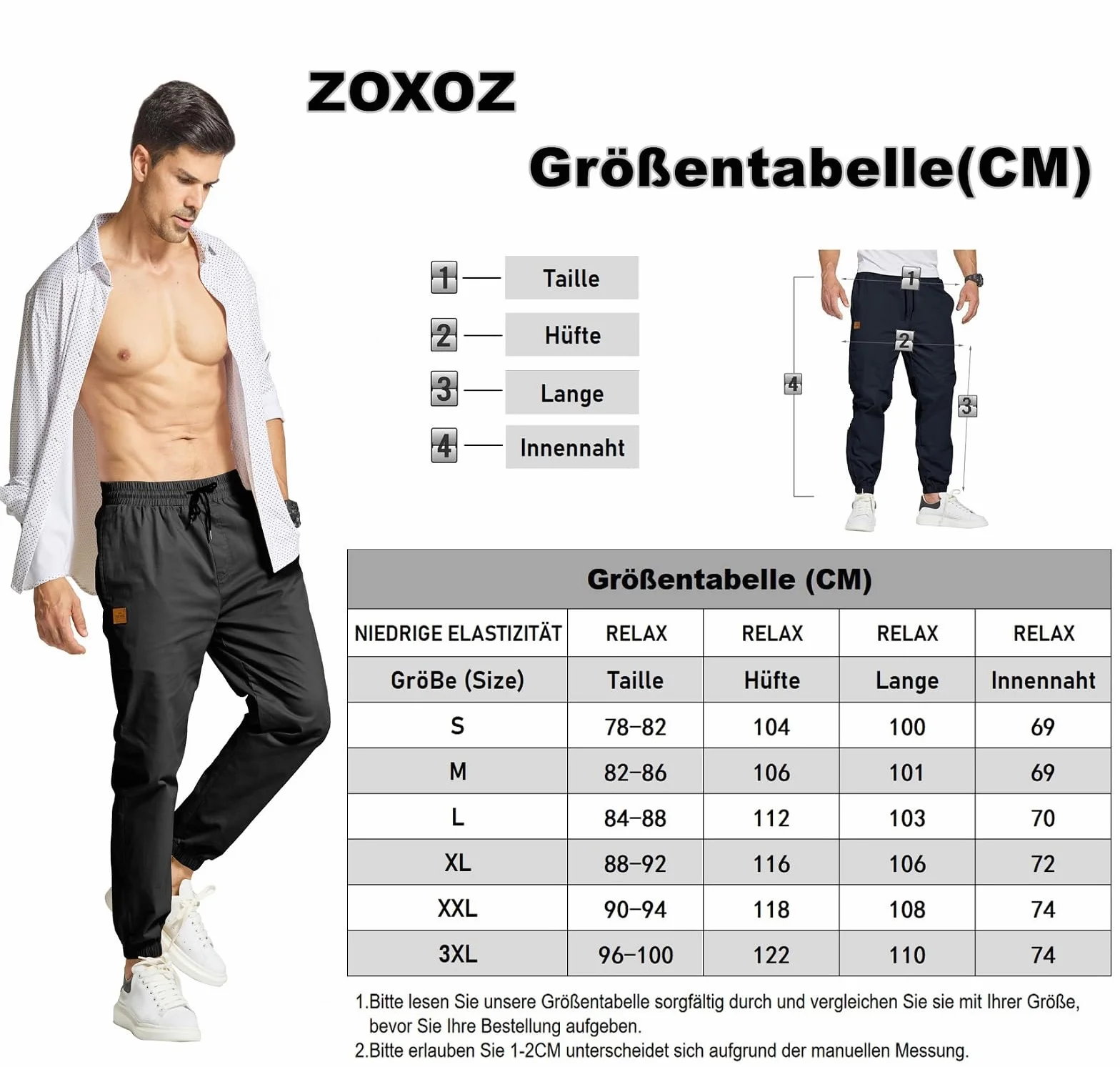 ZOXOZ Męskie Spodnie Sportowe Bawełniane Męskie Spodnie Joggingowe Dresowe Elastyczna Talia z Kieszeniami