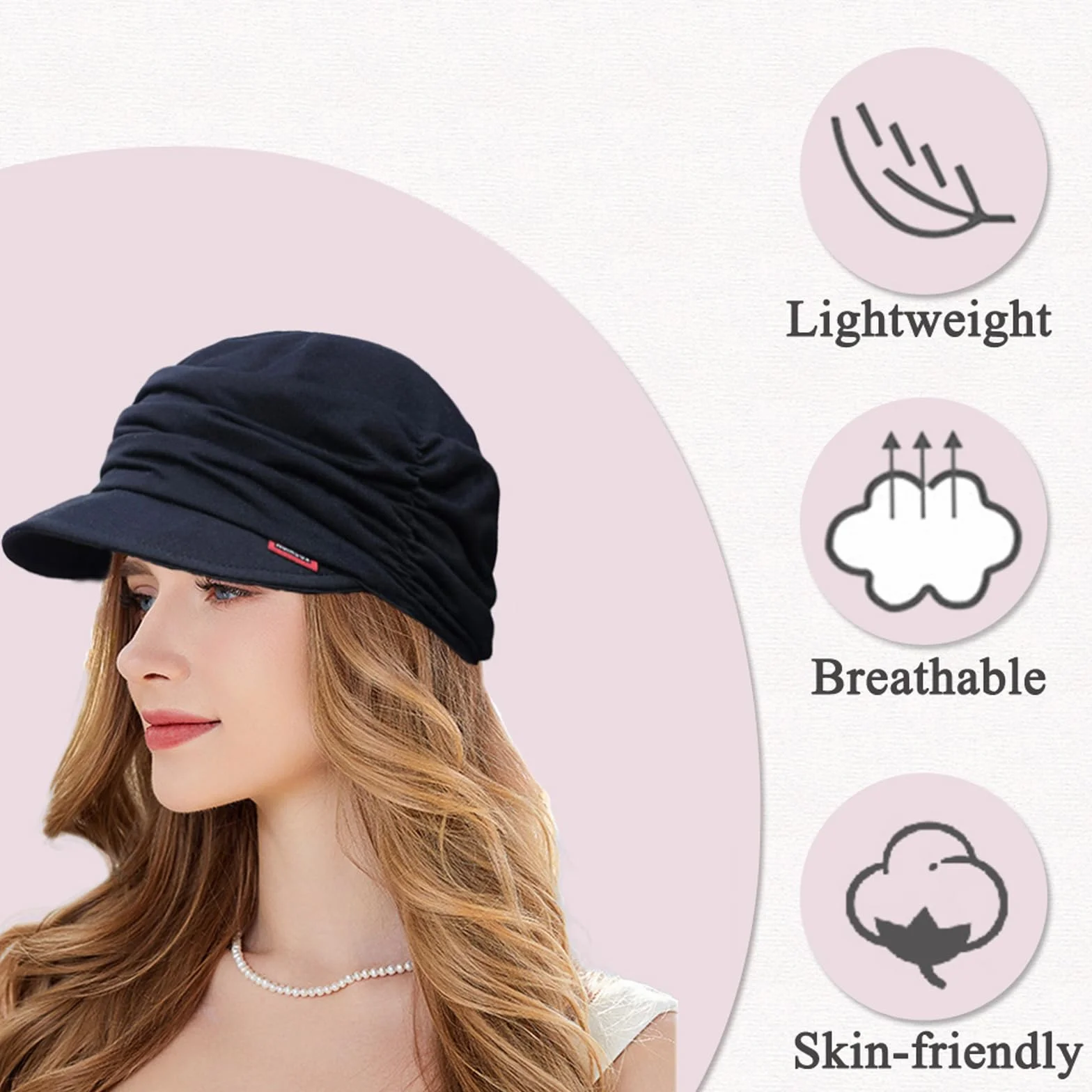 Damska miękka czapka z daszkiem z fałdami Newsboy Cap dla kobiet czapka z daszkiem dla kobiet chemia damska czapka balonowa Newsboy Cap Chemo Turban na wypadanie włosów damska czapka beret