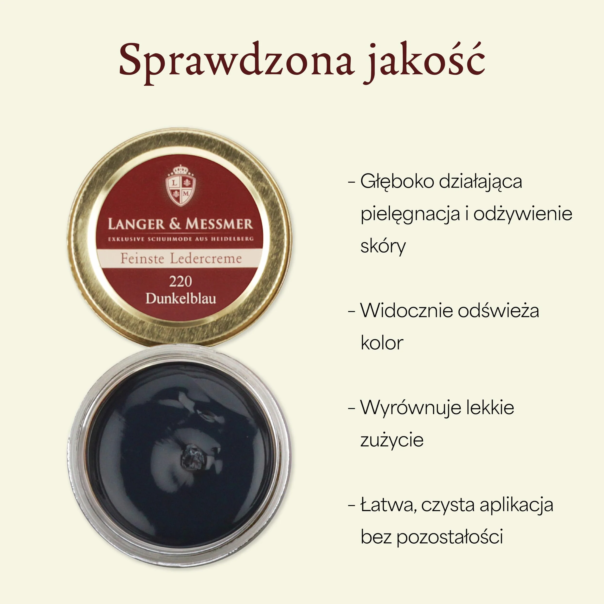 Długi & Messmer najdelikatniejszy krem do skóry 50 ml do gładkiej skóry - wysokiej jakości pasta do butów do pielęgnacji obuwia, granatowy, nicht vorhanden
