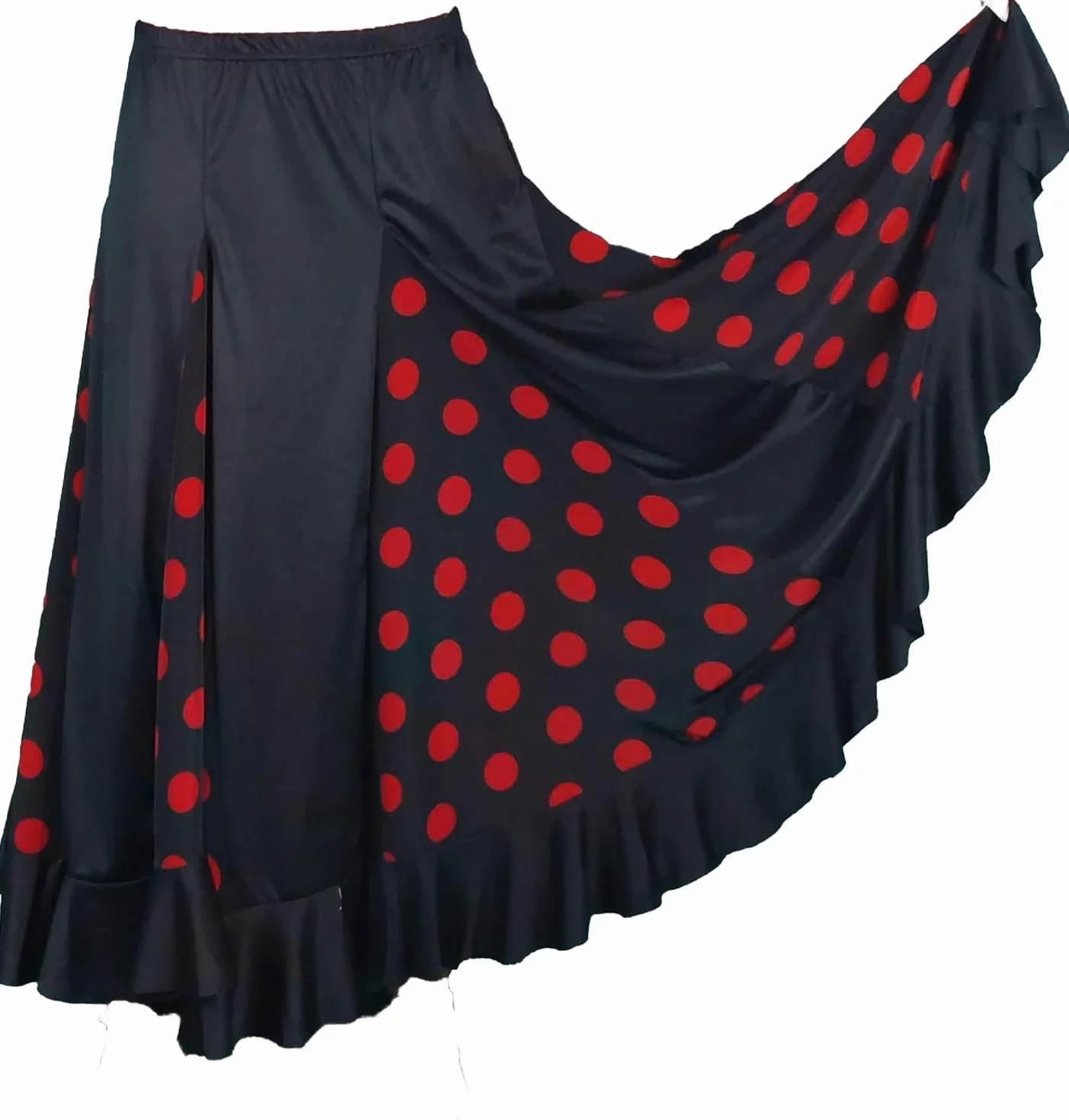 Damska spódnica do tańca Flamenco z czerwonymi kropkami