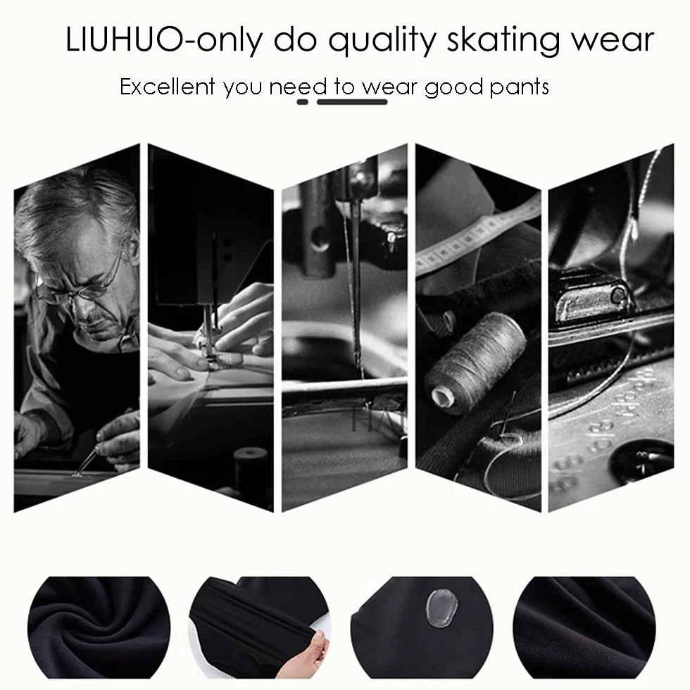 LIUHUO Spodnie do jazdy na łyżwach dla dziewczynek i kobiet, spodnie do łyżwiarstwa figurowego, czarny polar, oddychające, legginsy do jazdy na łyżwach dla dzieci