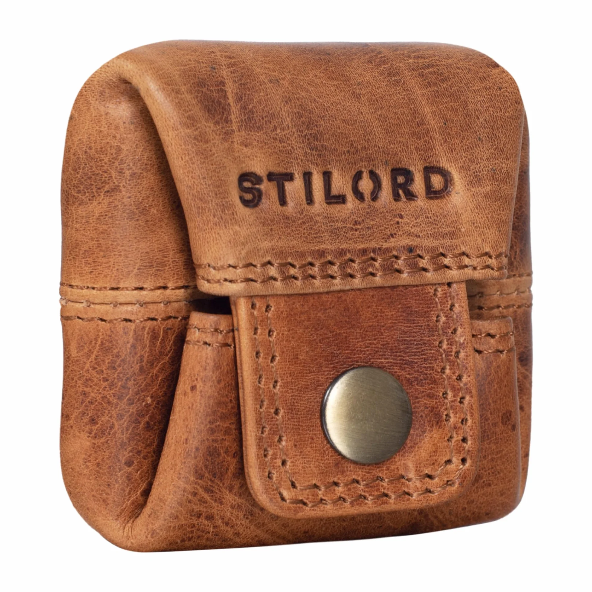 STILORD "Claron" skórzana portmonetka na monety mały vintage mini portfelek skórzany portmonetka Slim Portfel mini portfelek na monety portmonetka mały portfel Kolor:kara - koniak