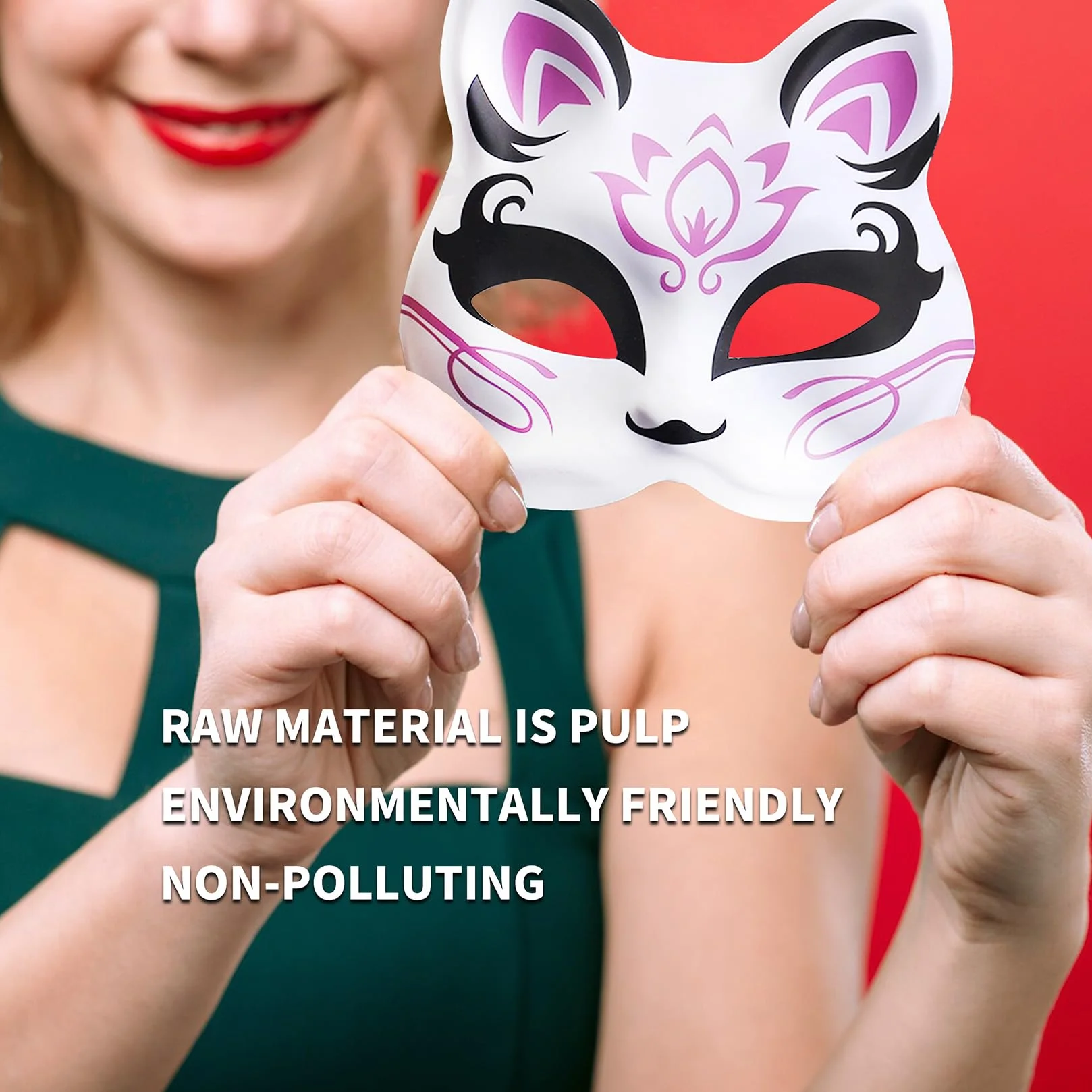 12 masek dla kotów, maska Therian, maska lisa, białe maski do malowania, maska papierowa DIY, pusta maska z kotem na Halloween, cosplay, maskaradę, imprezę, bal maskowy, niepomalowane
