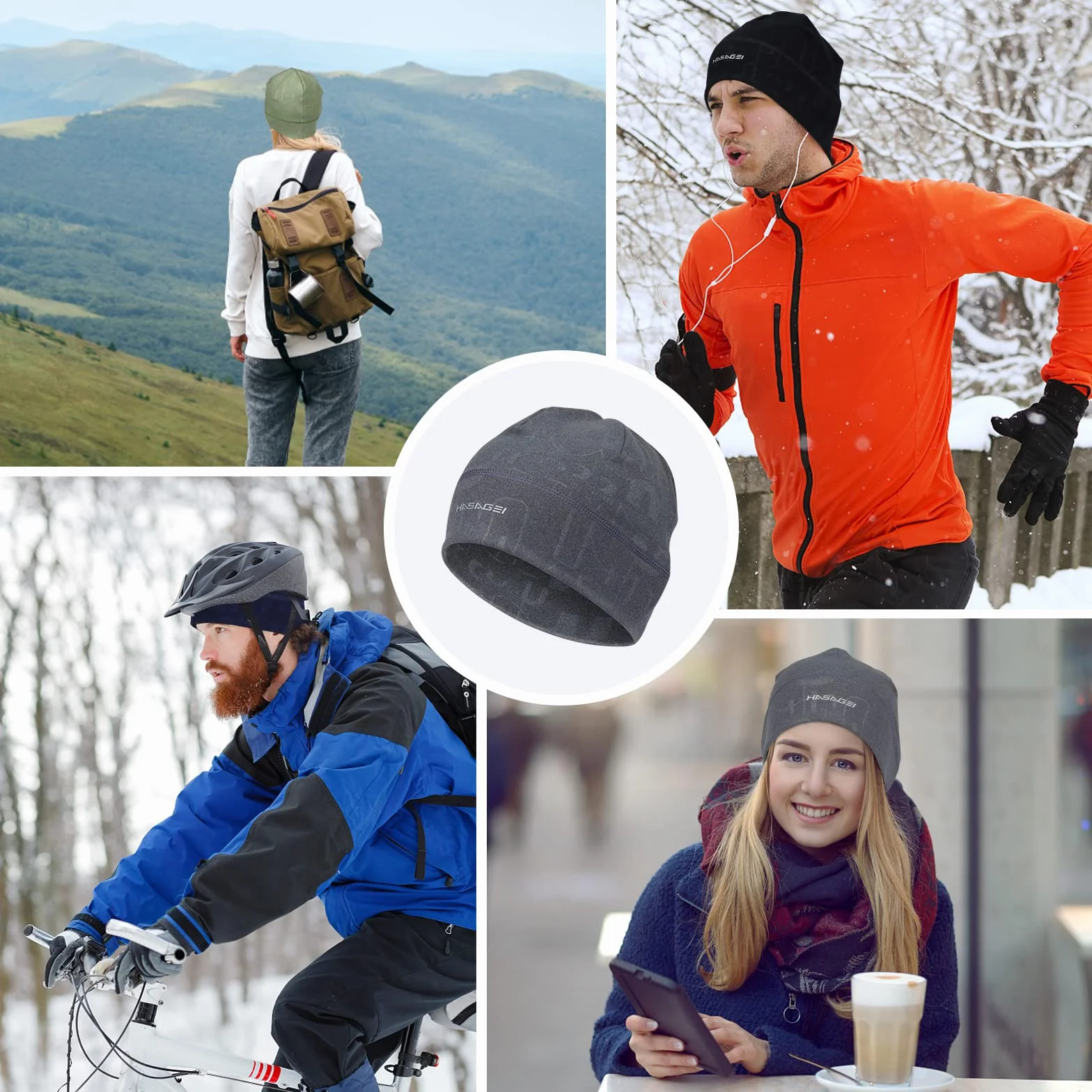 HASAGEI Czapka do biegania, unisex, miękka, elastyczna, sportowa, wiatroszczelna, termiczna, odpowiednia na wiosnę, jesień i zimę, szary, 52