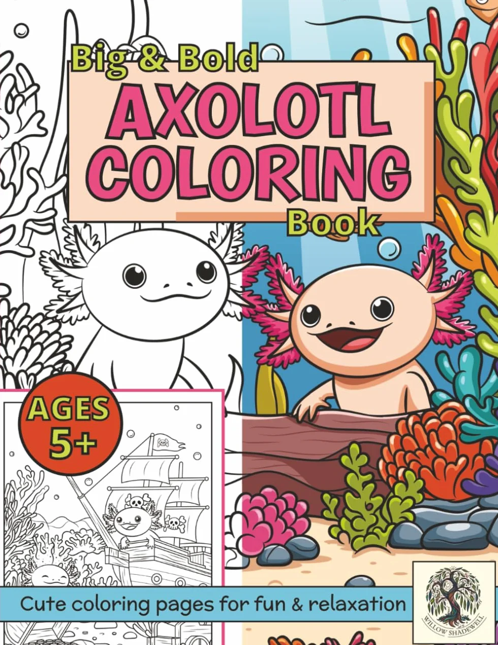 Axolotl Coloring Book: With 25 Fun Facts & Detailed Scenes | Kawaii Style Pages for Kids & Adults