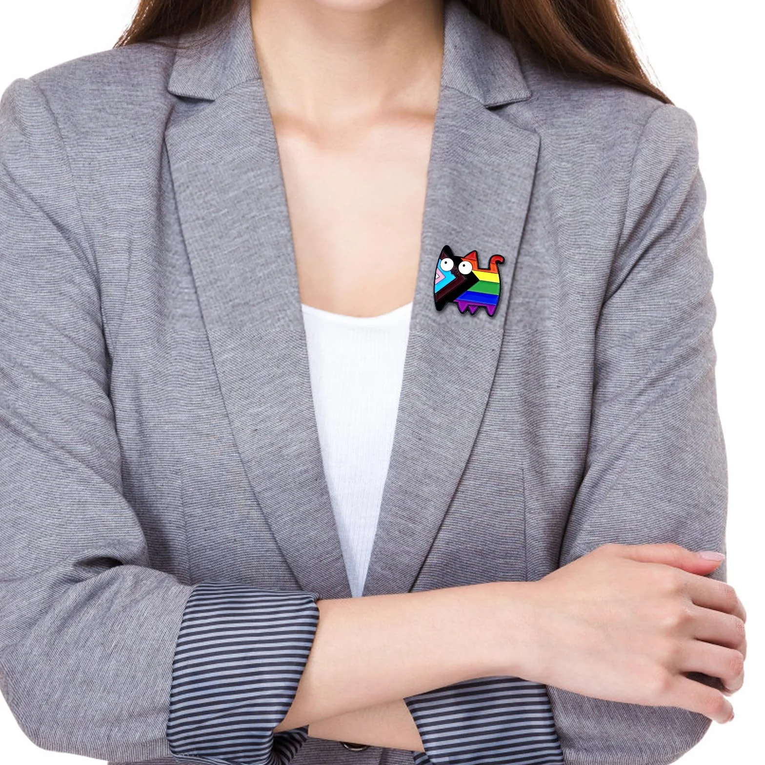 2 sztuki tęczowych przypinek Pride, przypinki z kotami, tęczowe urocze broszki z kotami, przypinki, przypinki anime, urocze koty akcesoria pin LGBTQ do ubrań, torebek, plecaków