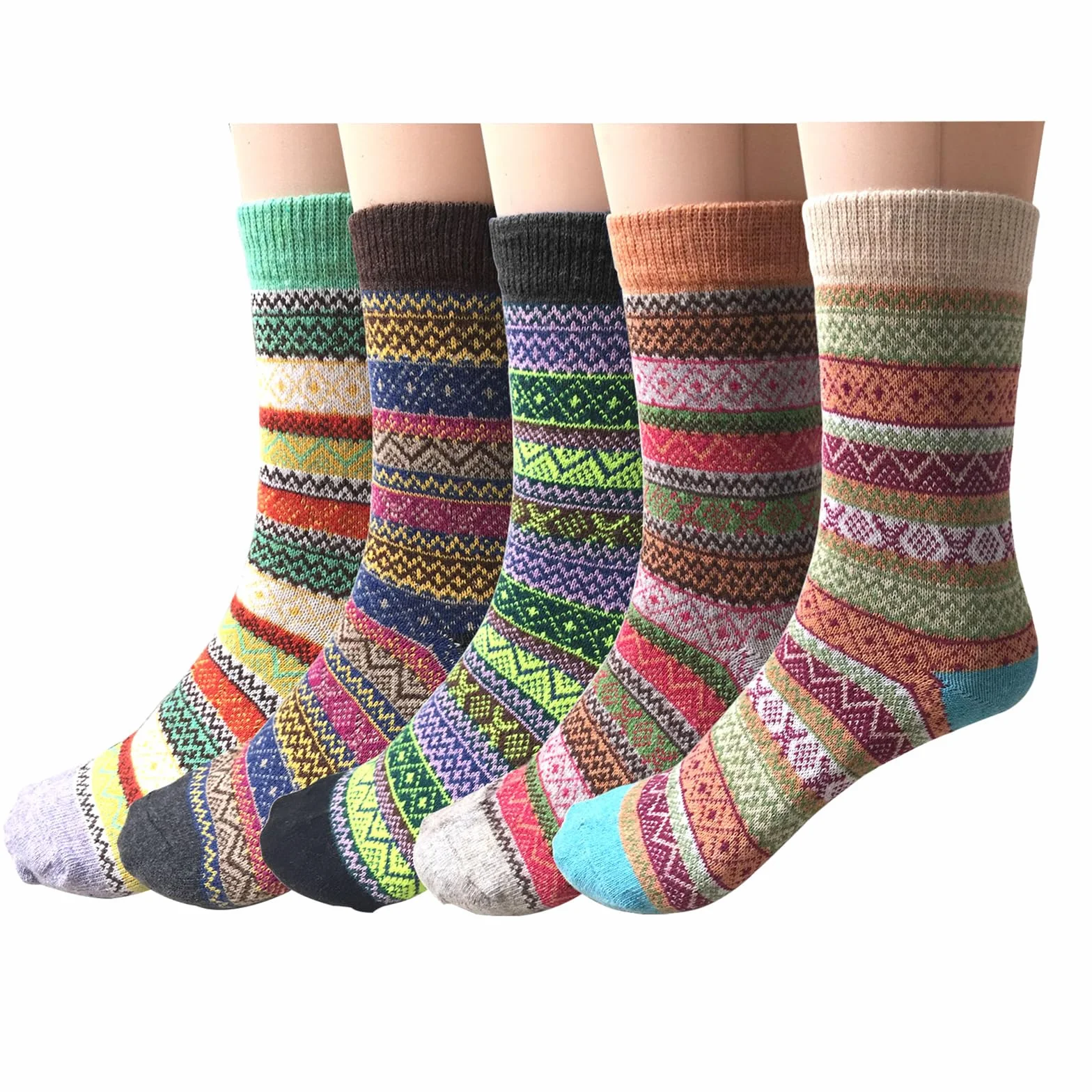YSense Snug 5 par wełnianych skarpet damskich, ciepłe skarpety termiczne, grube skarpety na zimę, 35-41 EU
