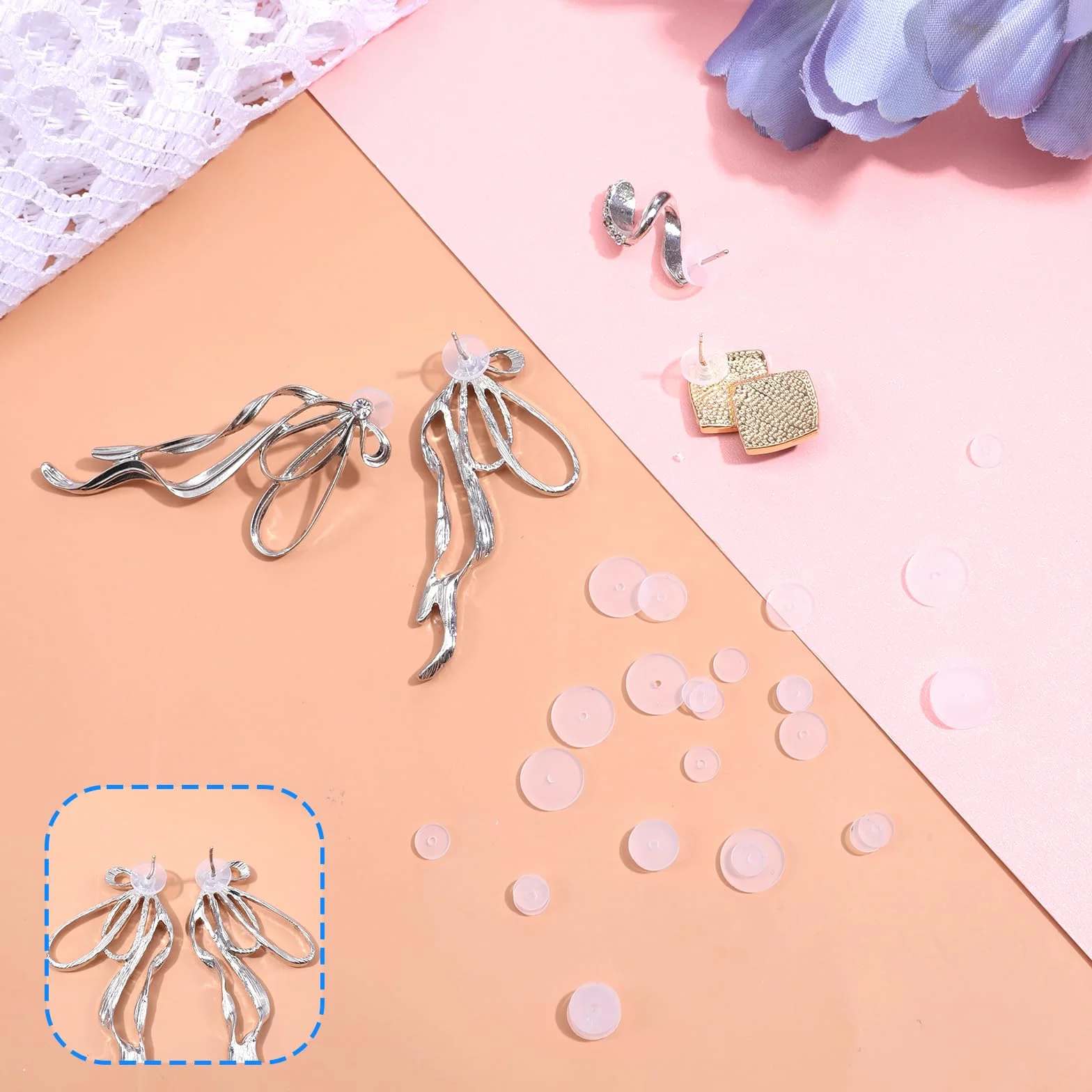 Giantree 60 sztuk silikonowych kolczyków do piercingu z dziczystym mięsem, 5/7/9 mm, przezroczyste podkładki silikonowe, 3 rozmiary