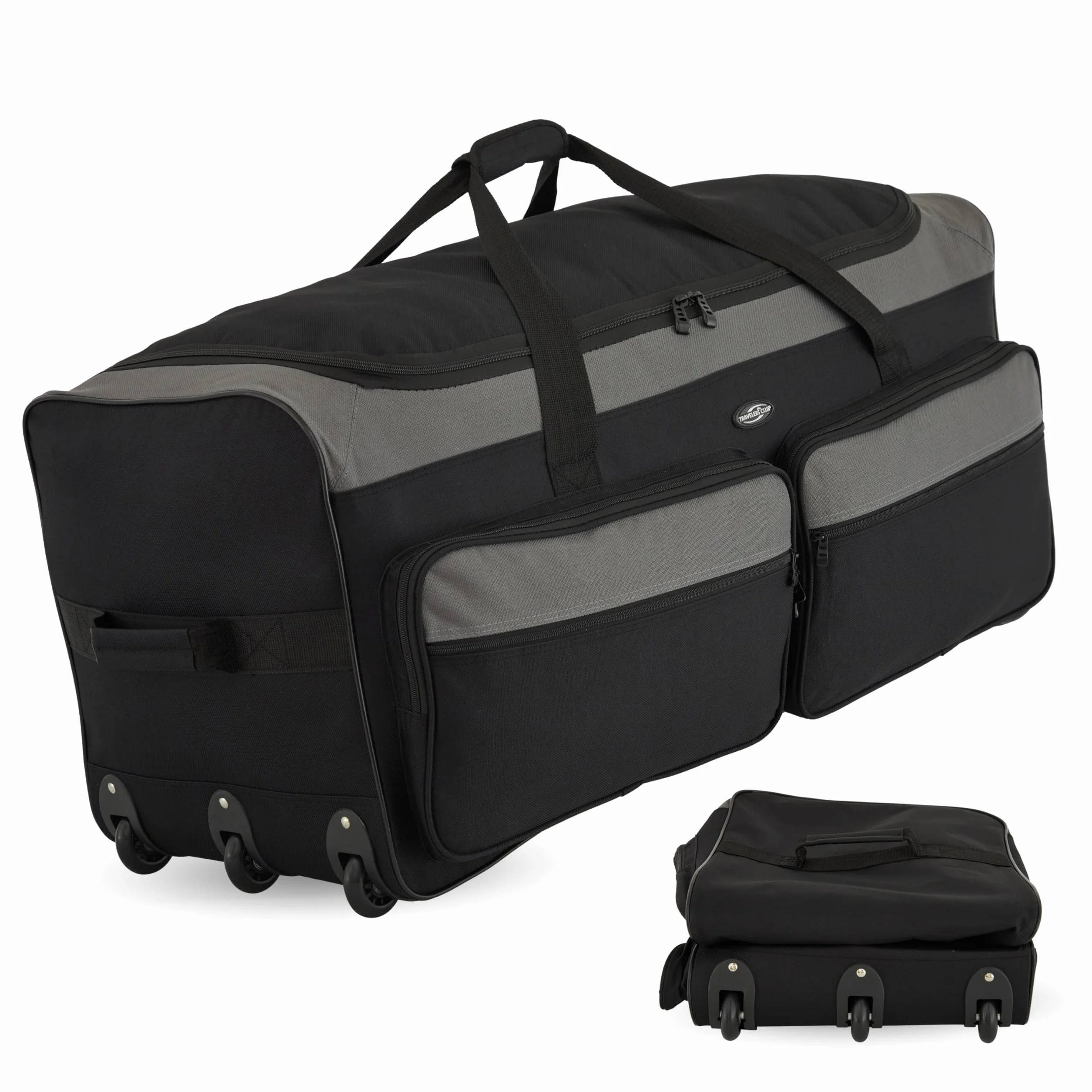 Travelers Club Space Saver, Torba podróżna na kółkach, 91,4 cm, potrójnie składana, 3-kołowa, kolor czarny/szary