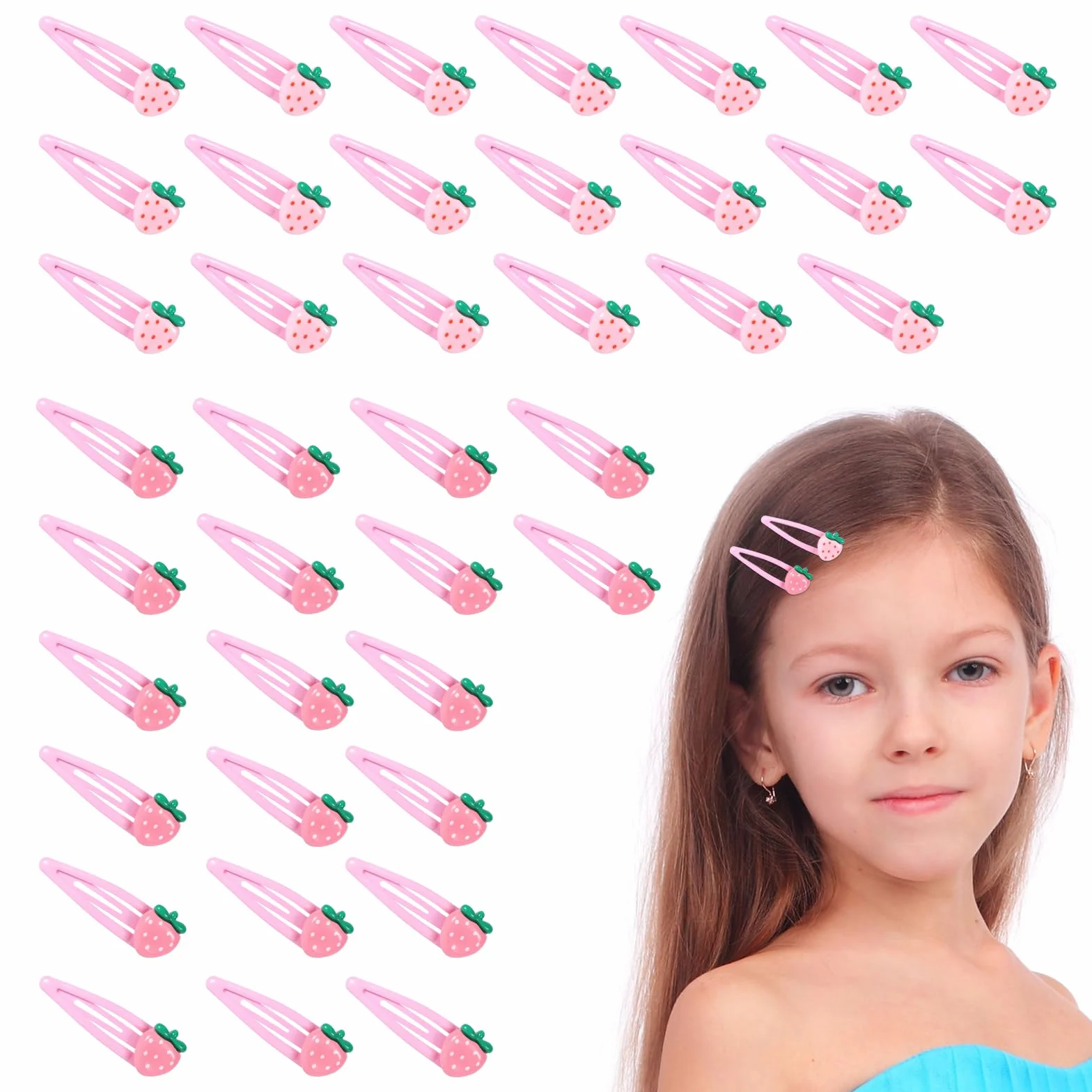 Gosknor 20 szt. Spinki do Włosów Truskawkowe, Różowe, Kawaii, Slodka, Metalowe, Akcesoria Y2K dla Kobiet