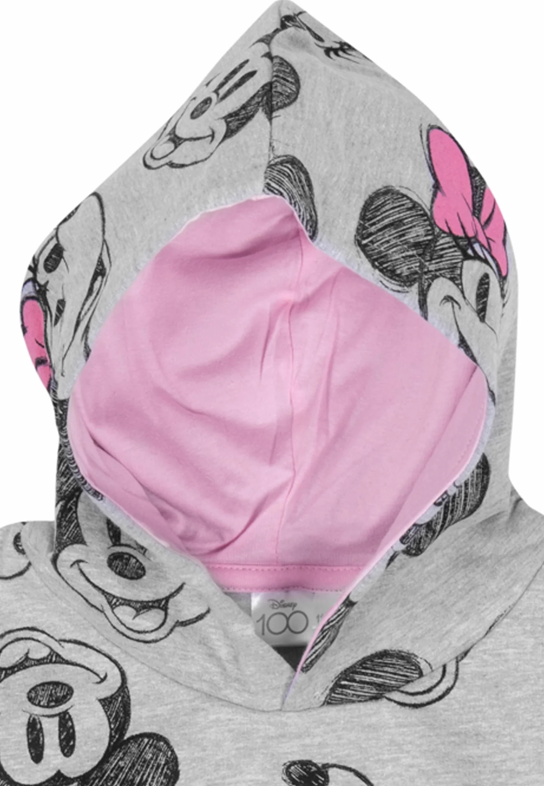 Disney Minnie Mouse bluza z kapturem dla dziewczynek - dziecięca bluza z kapturem bluza z kapturem szara/różowa
