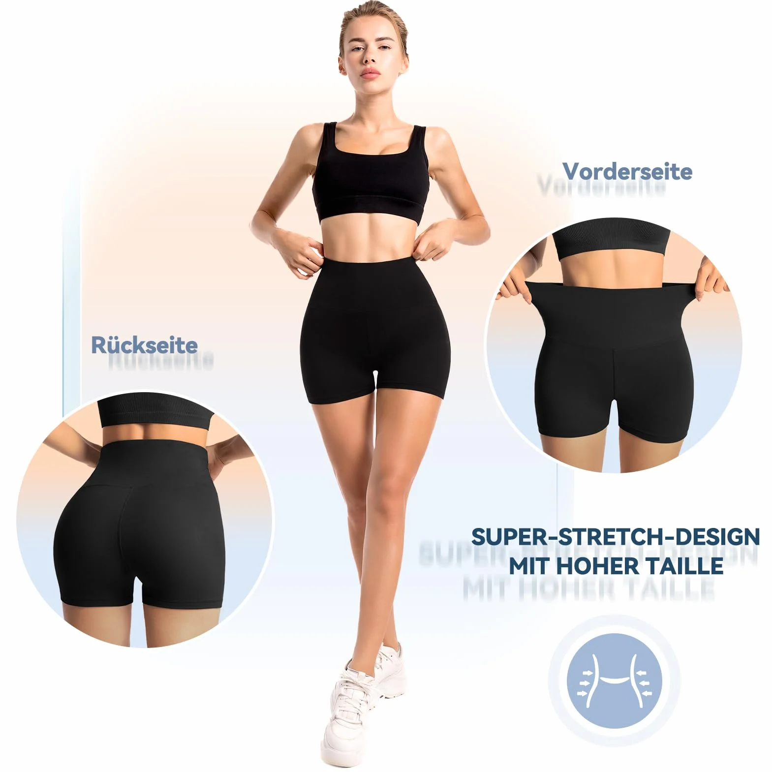 Sportowe szorty damskie, nieprzezroczyste legginsy z wysokim stanem, szorty do jazdy na rowerze, jogi, fitnessu w lecie