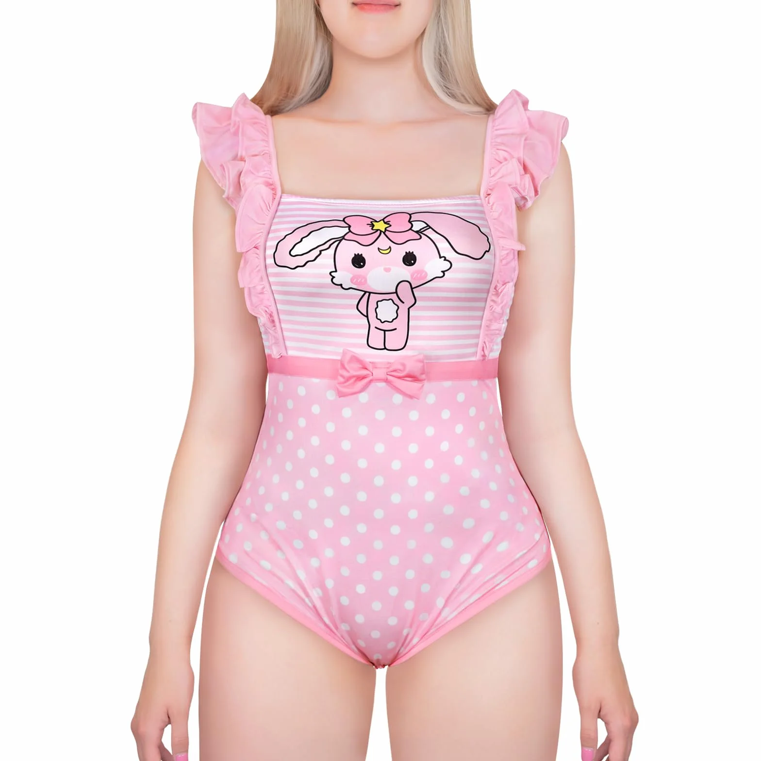 LittleForBig Śpioszki Onesie jedwabiste, marszczone paski, piżama, body - Usagi Camisole Onesie