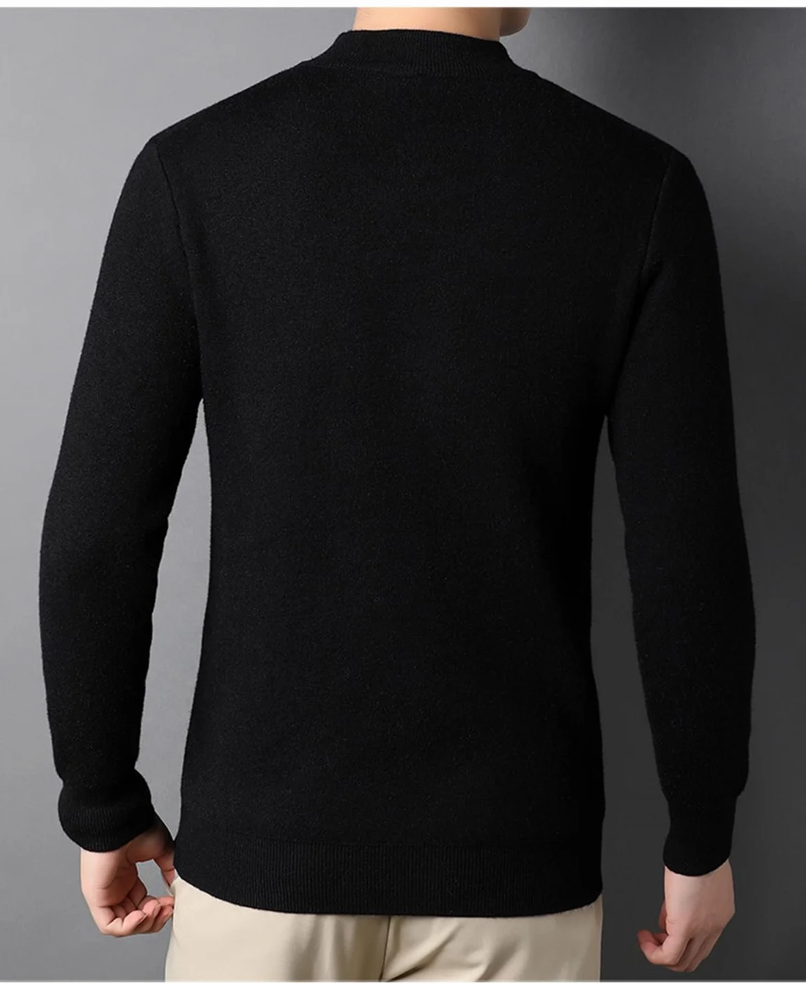 Męski sweter z półgolfem w jednolitym kolorze, męski sweter Basic Slim Fit, męski sweter z długim rękawem na co dzień z dzianiny
