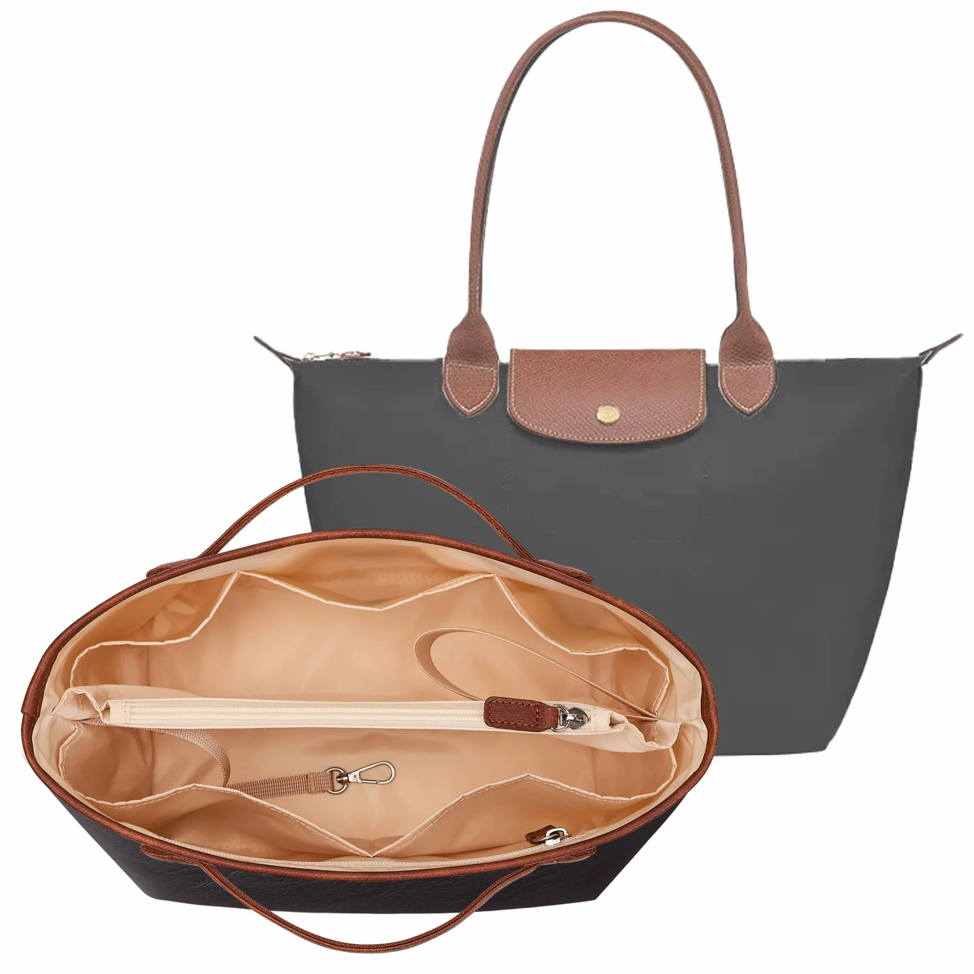 KALIDI Organizer do torby Longchamp Le Pliage M Xtra, ultralekki wodoodporny ulepszony rękaw wewnętrzny przegroda damska torba na ramię torebka torebka, średnia czarna