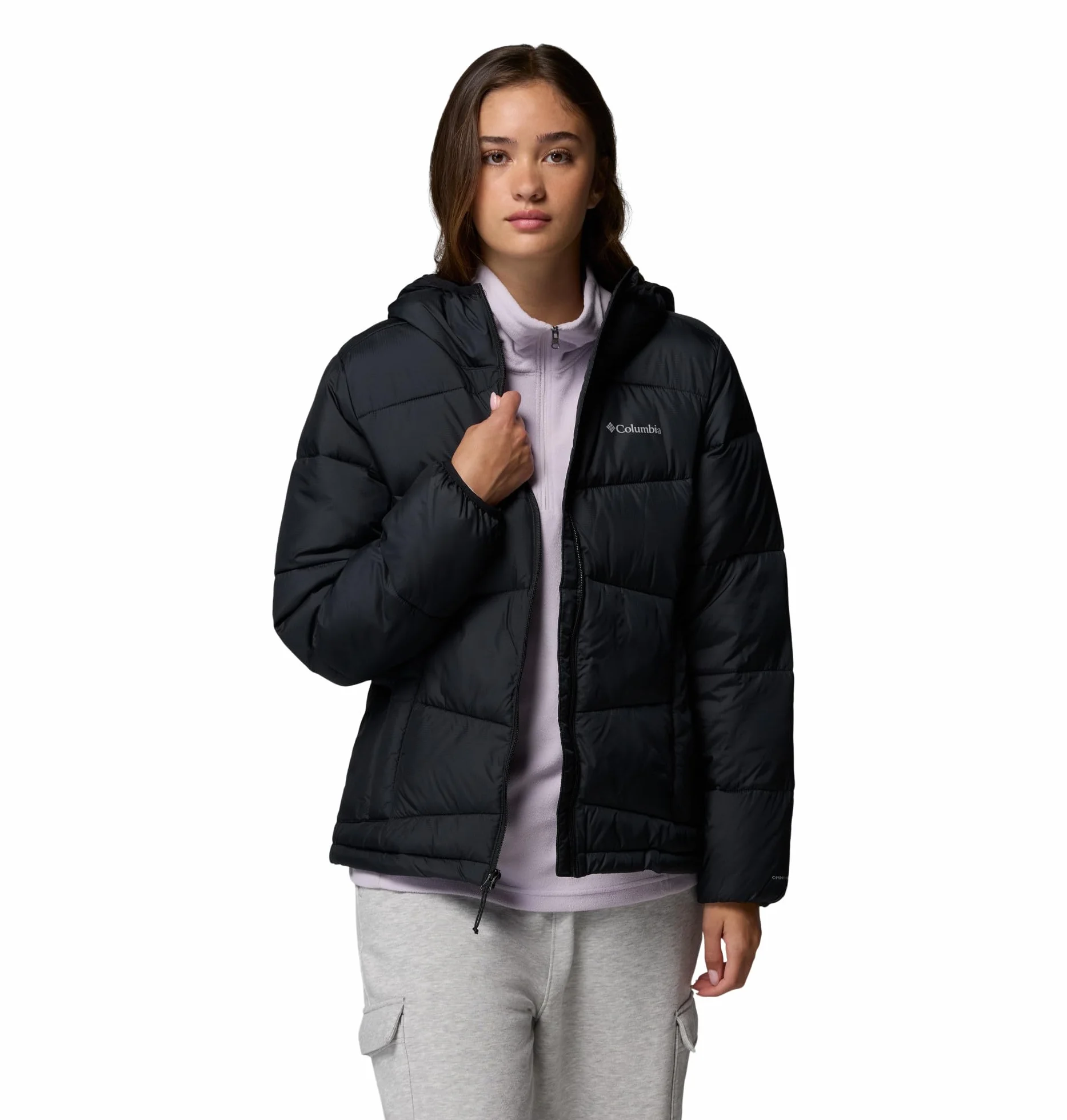 Columbia Damska kurtka z kapturem Fivemile Butte, kurtka puchowa z kapturem, czarna, L