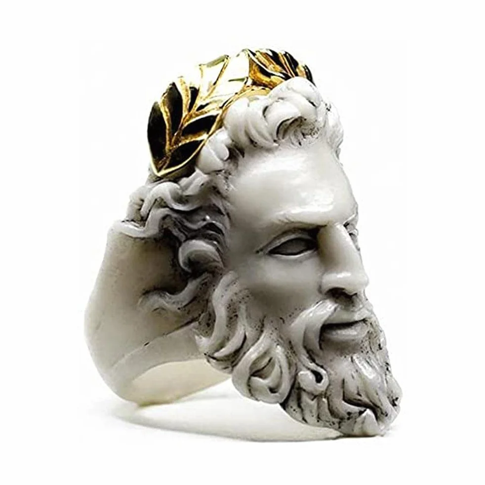 Pierścionek z rzeźbą w stylu vintage, mitologia, meduza, zeus, vintage, rzeźba, królowa, prezent dla kobiet i mężczyzn, przesadzony pierścionek w kształcie starca, 7 rozmiarów, No.9, å ‡'