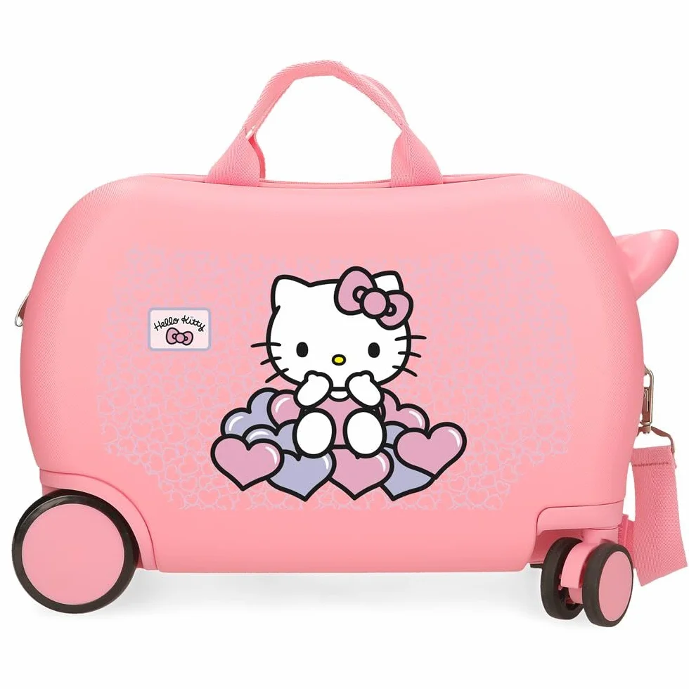 Hello Kitty Hearts & Dots, Walizka dziecięca, Różowa, Wykonane z ABS, Cztery Podwójne koła wielokierunkowe skręcanie, boczne zamknięcie szyfrowe, wnętrze z dwoma przegrodami., Różowy kolor, 31 cm x 45