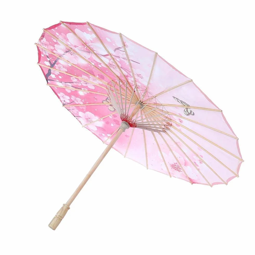 Olejowany papierowy parasol damski ręcznie robiony olejowany papierowy parasol wiatroodporny chiński klasyczny parasol taneczny (różowy)