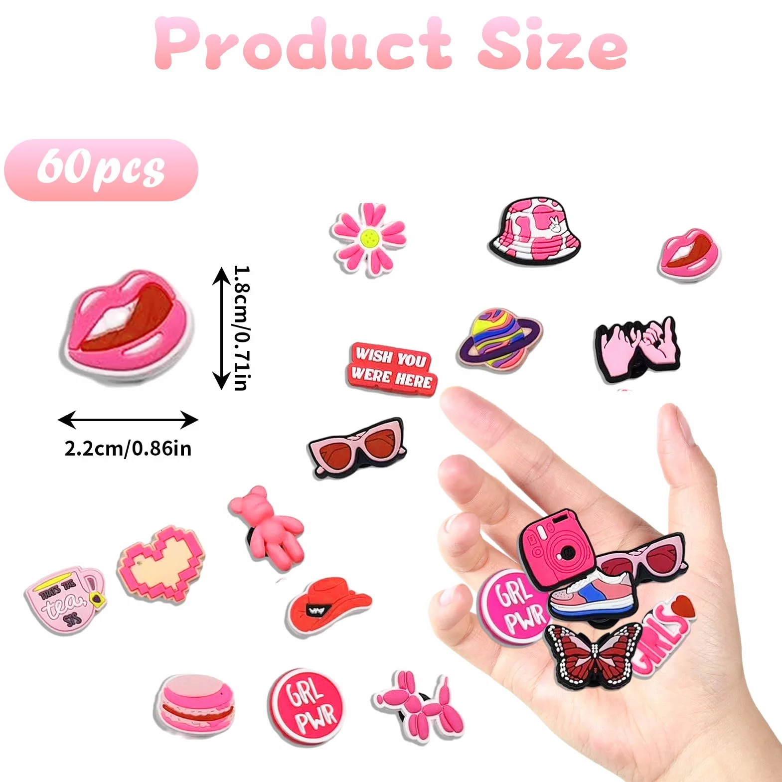 60 sztuk przypinek do butów Crocs Jibbitz, zawieszki do butów z PCW, zawieszki do butów, zawieszki do butów, akcesoria do chodaków, akcesoria do chodaków, dekoracja DIY, prezent na imprezę dla dzieci