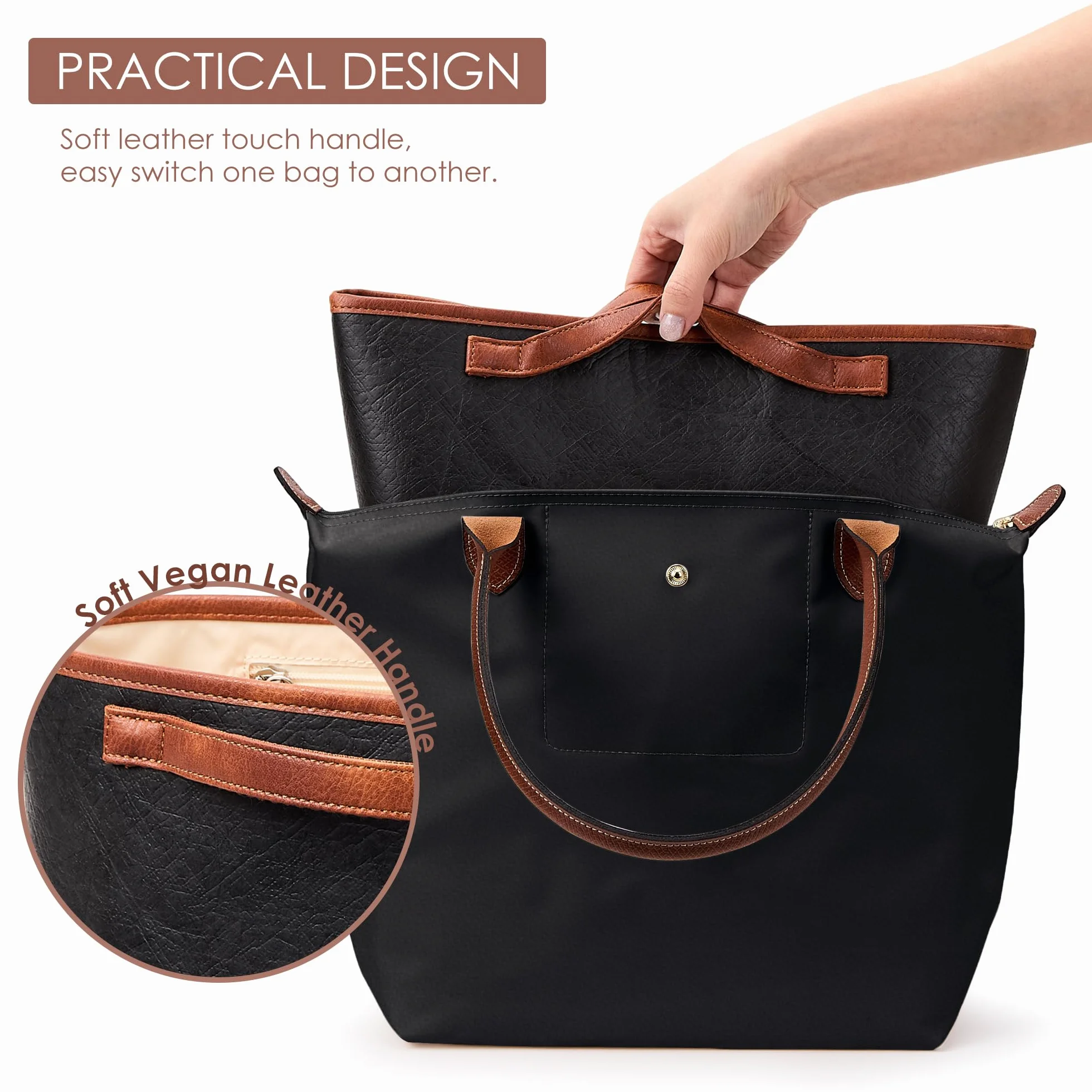 KALIDI Organizer do torby Longchamp Le Pliage M Xtra, ultralekki wodoodporny ulepszony rękaw wewnętrzny przegroda damska torba na ramię torebka torebka, średnia czarna